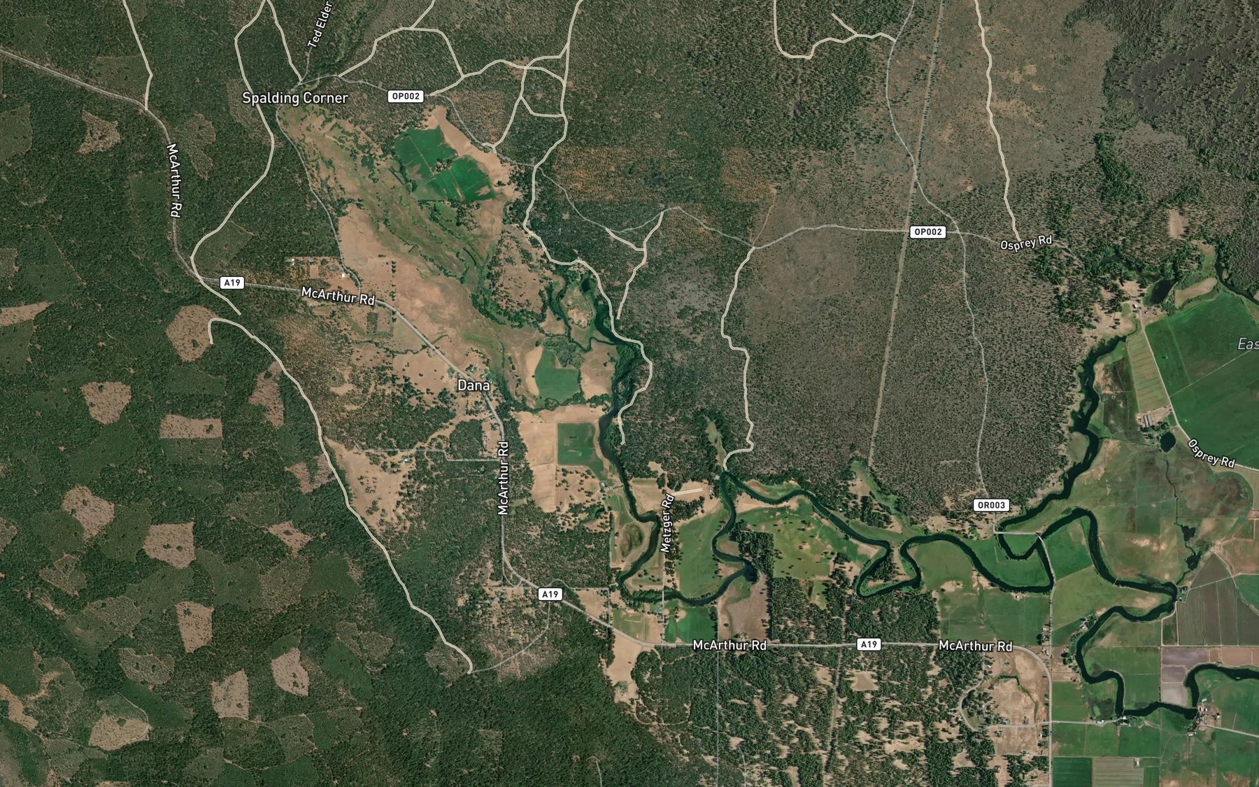 Satellite map of the Rainbow Spring