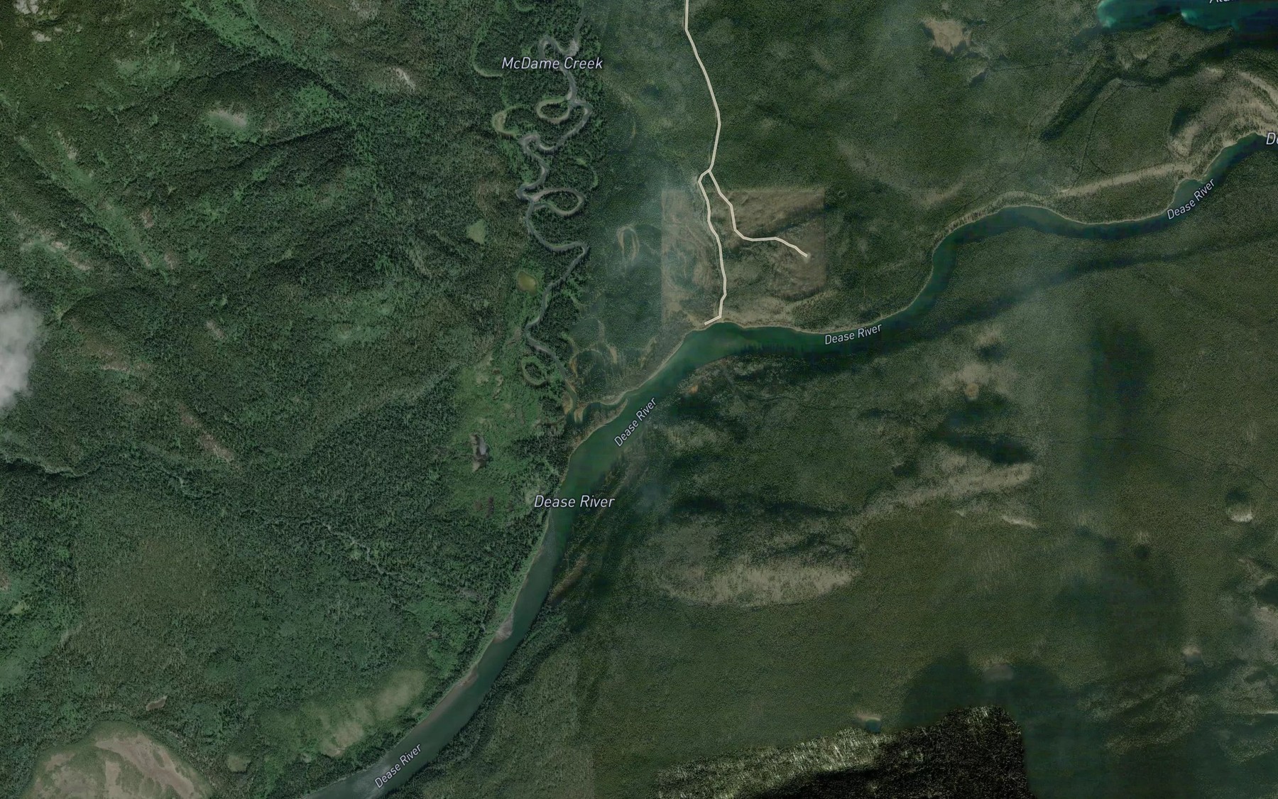 Satellite map of the McDame Creek