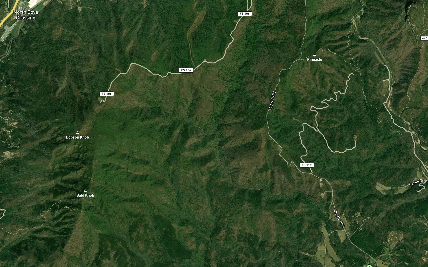 Satellite map of the Yellow Fork