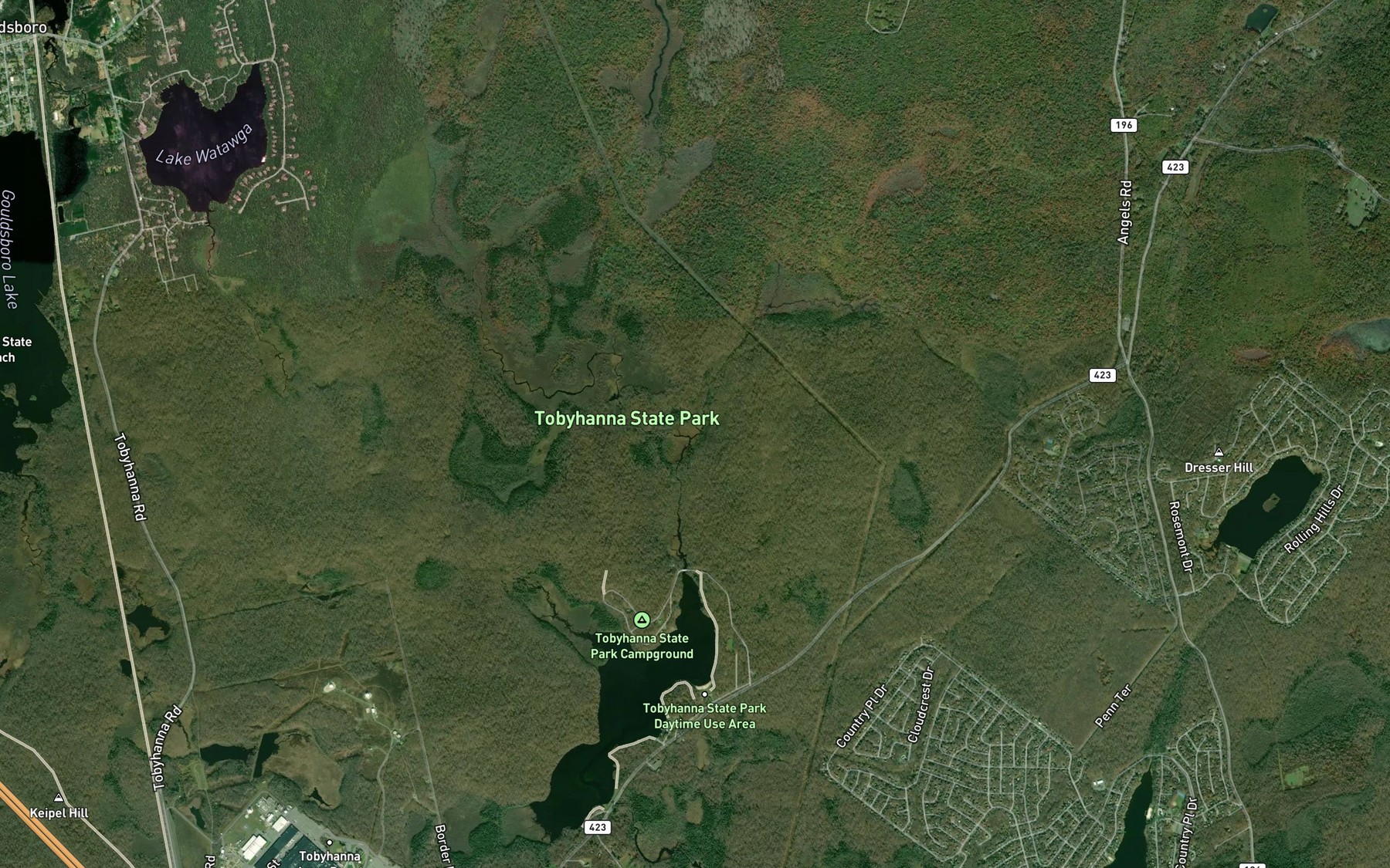 Satellite map of the Jim Smith Run