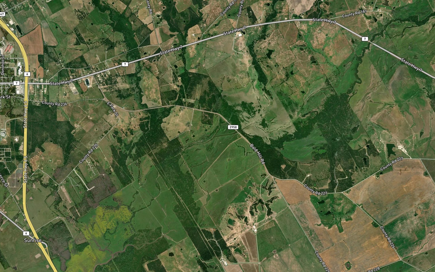 Satellite map of the Keechi Creek