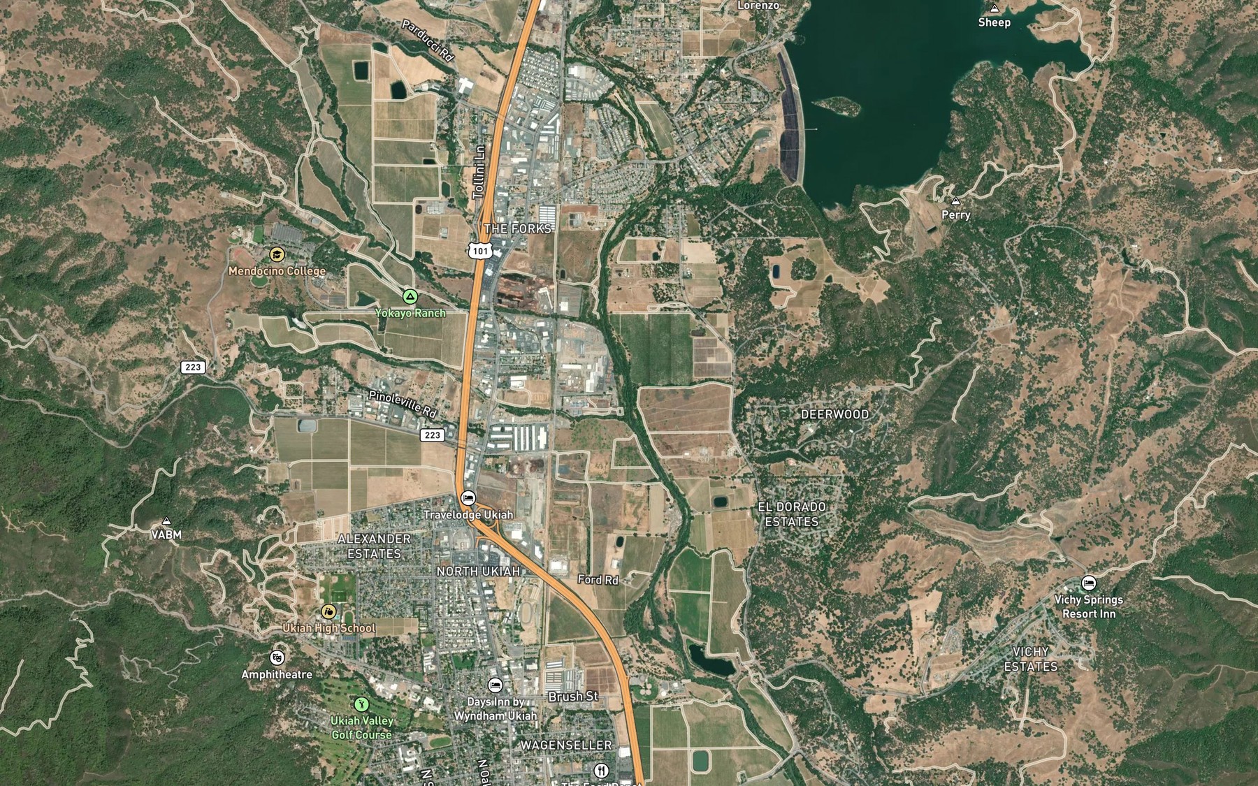 Satellite map of the Howard Creek