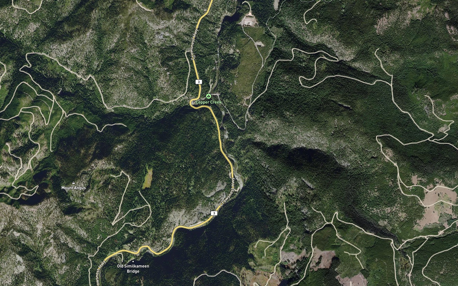 Satellite map of the Placer Creek