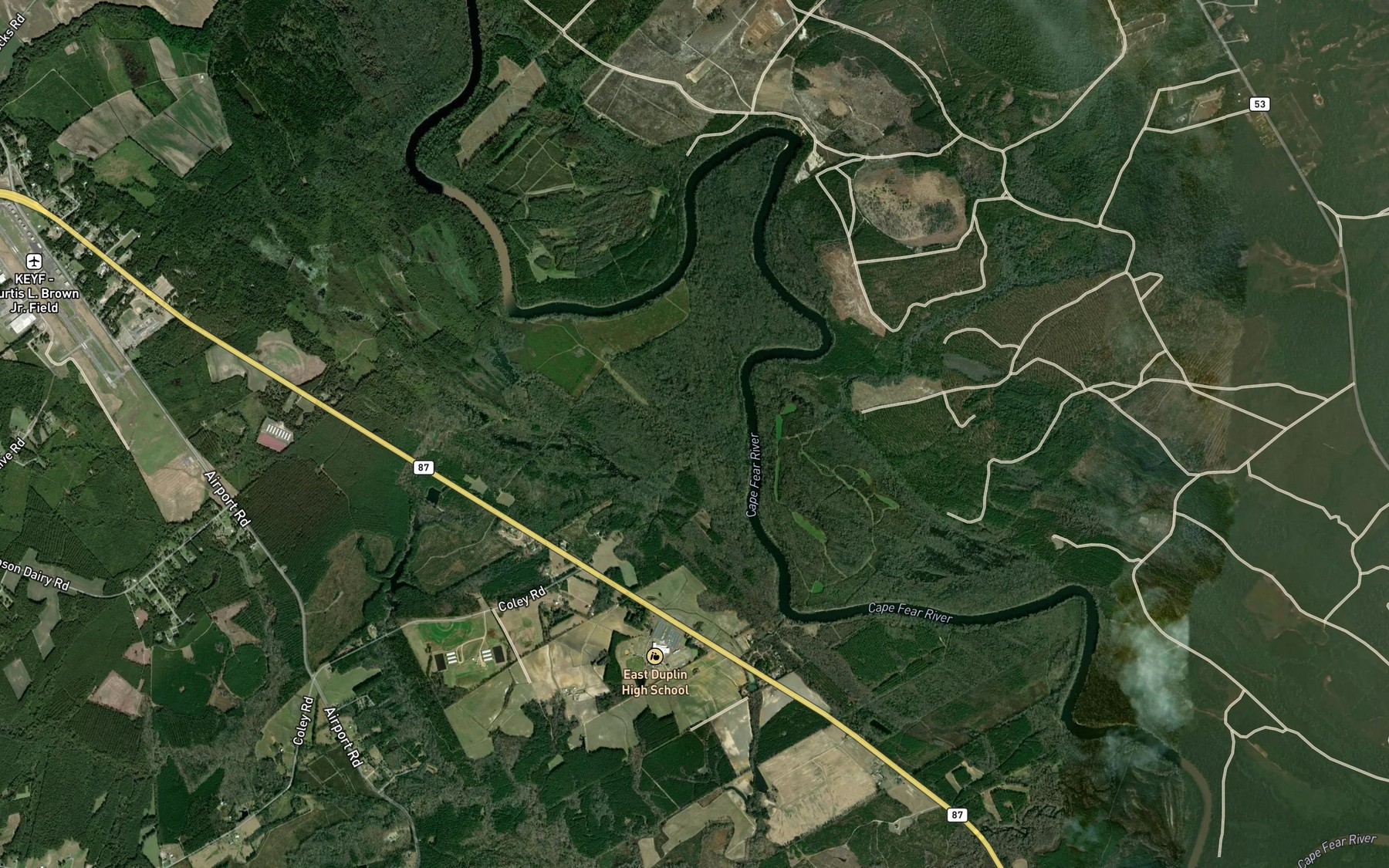 Satellite map of the Pemberton Creek