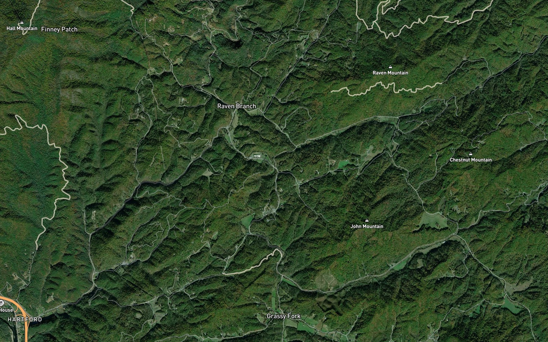 Satellite map of the Teague Branch