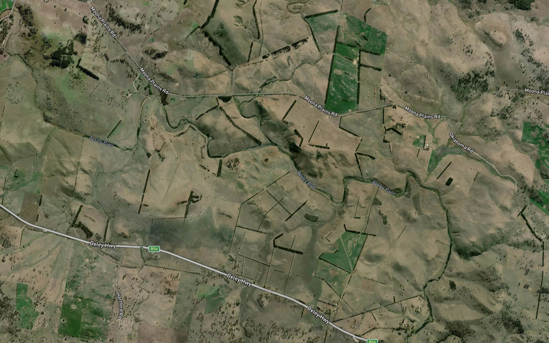 Satellite map of the Emu Creek