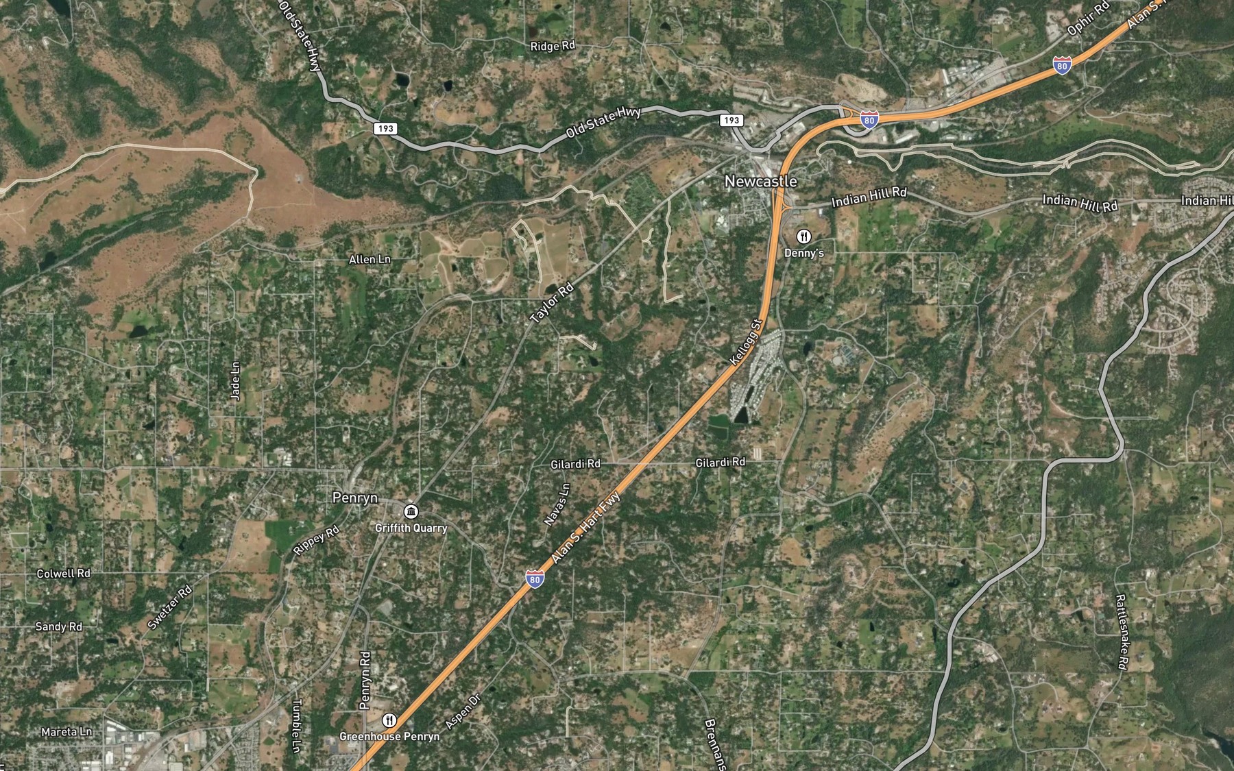 Satellite map of the Red Ravine Canal
