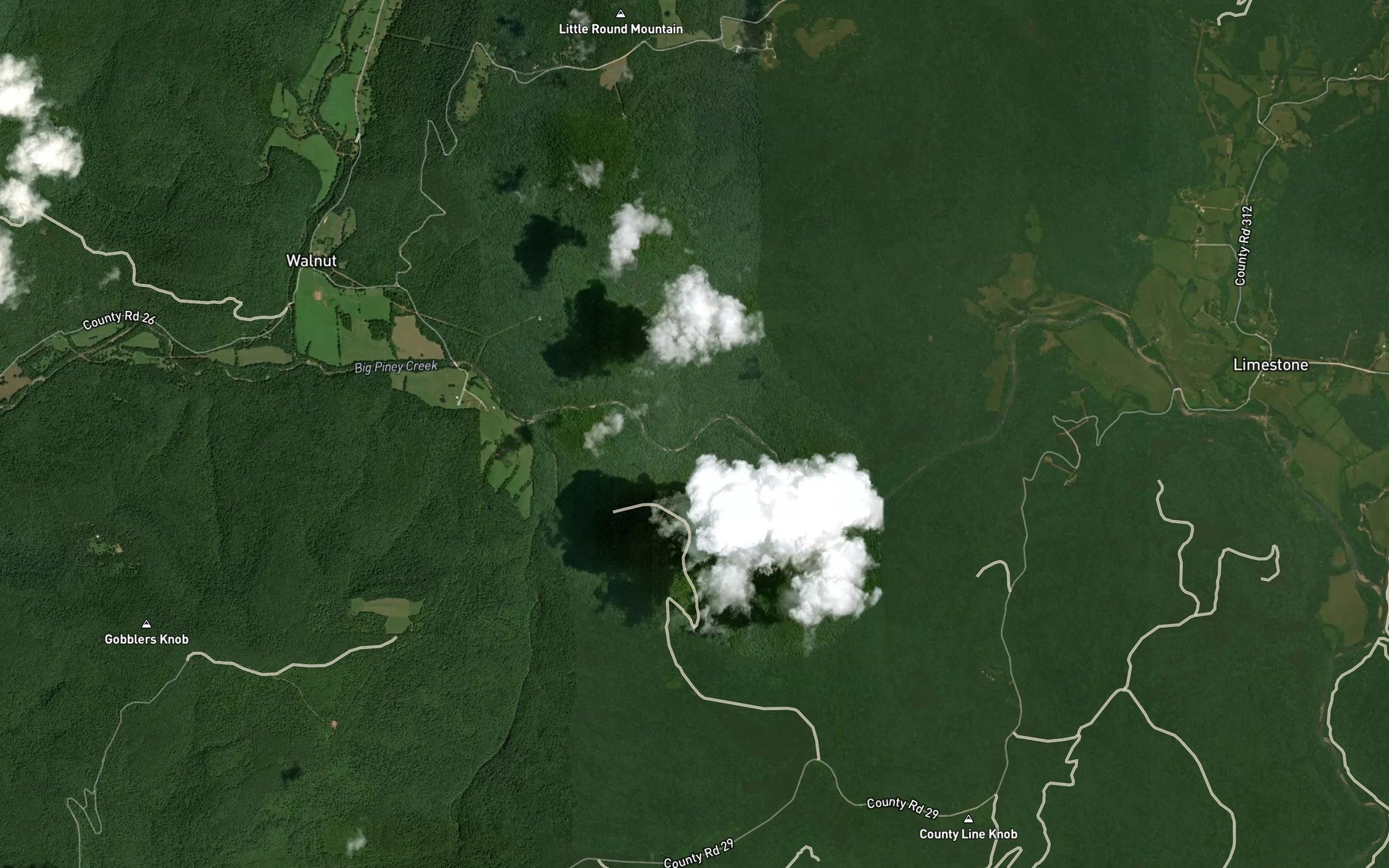 Satellite map of the Flat Rock Creek