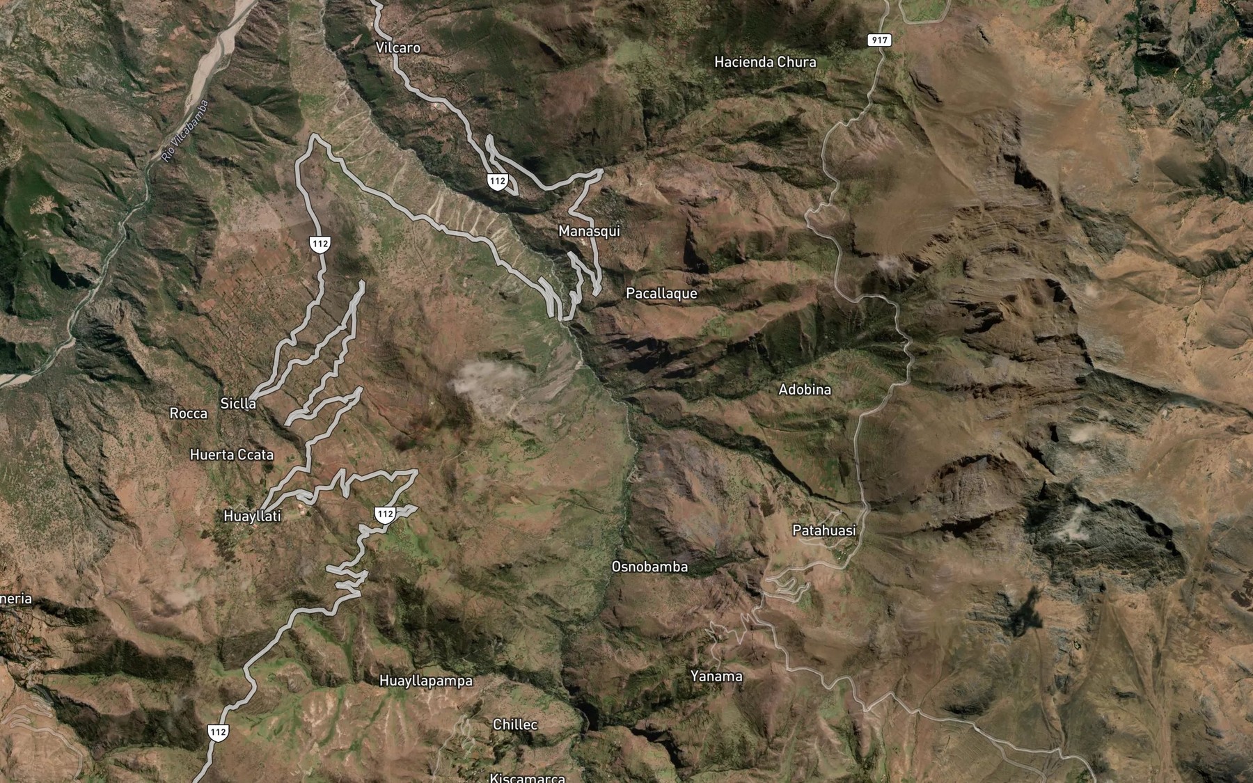 Satellite map of the Quebrada Chaquimayo
