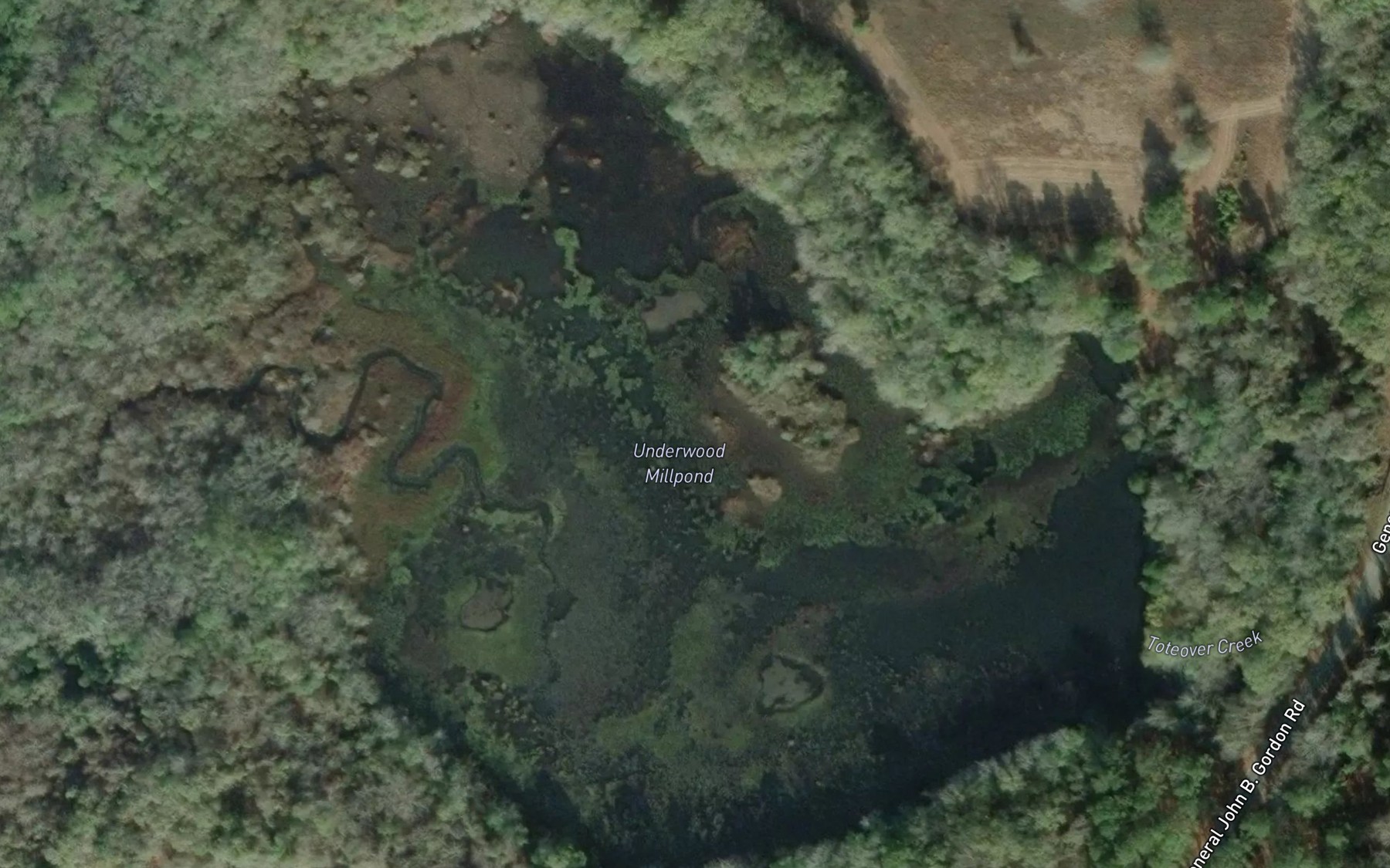 Satellite map of the Underwood Millpond