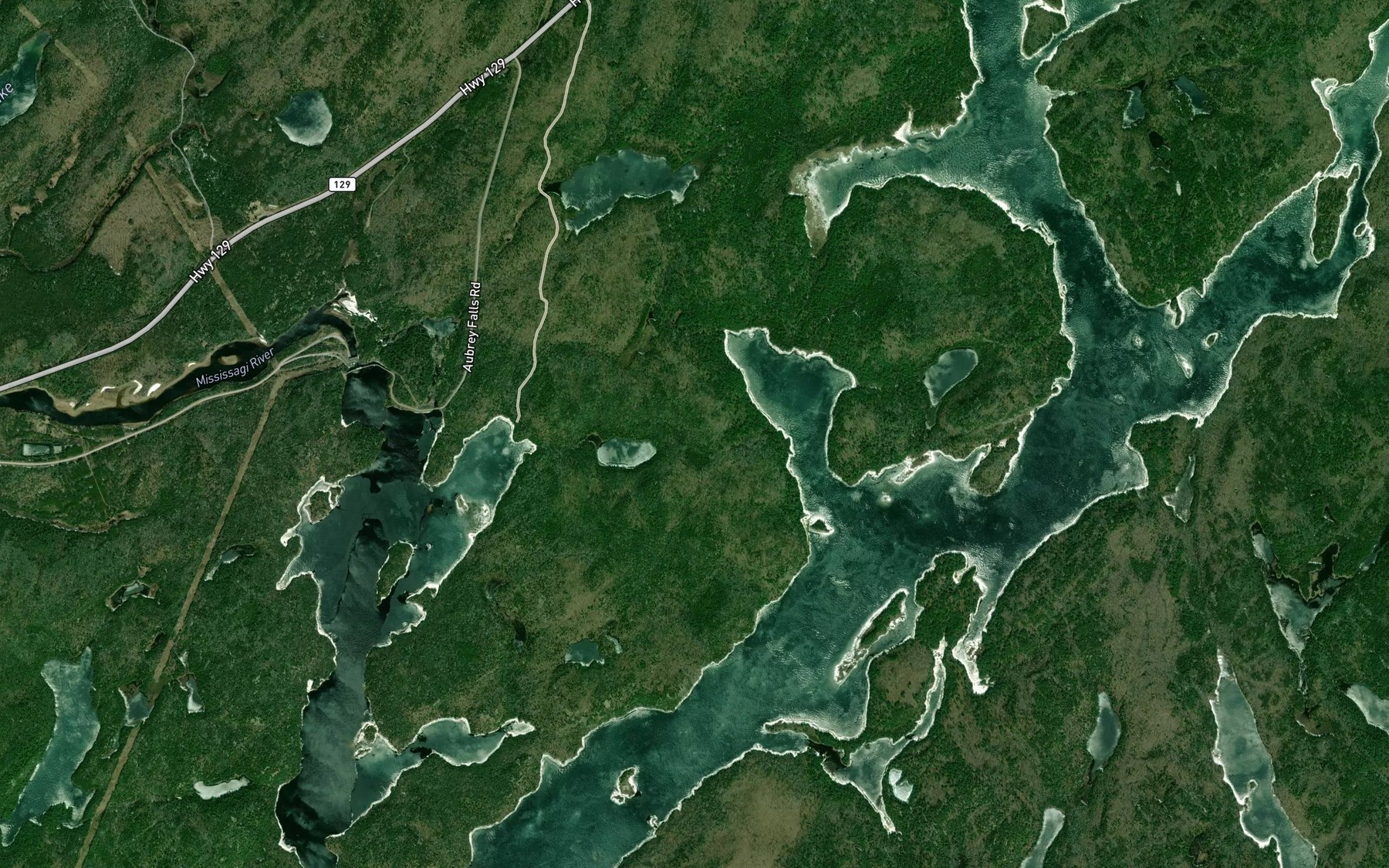 Satellite map of the Aubrey Lake