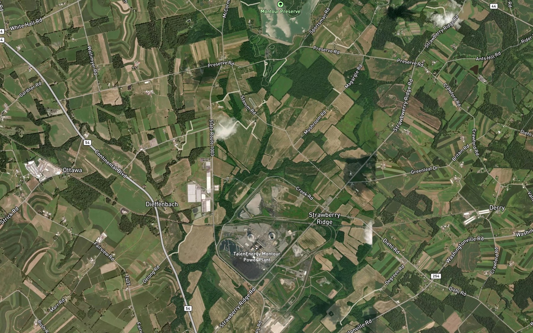 Satellite map of the East Branch Chillisquaque Creek