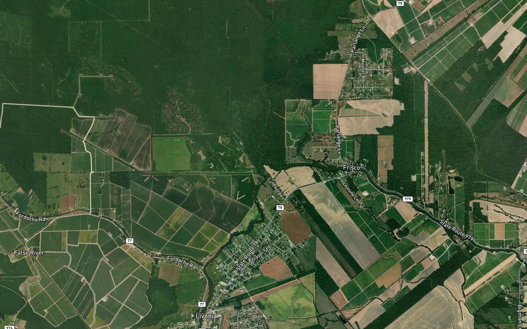 Satellite map of the Bayou Portage