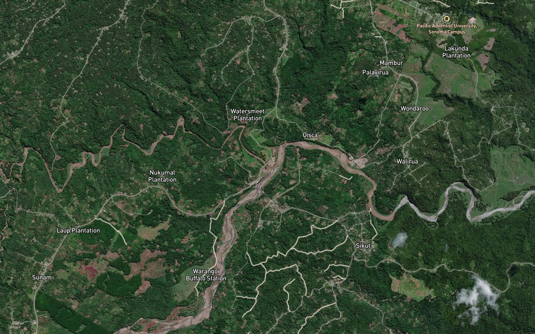 Satellite map of the Nengmutka River