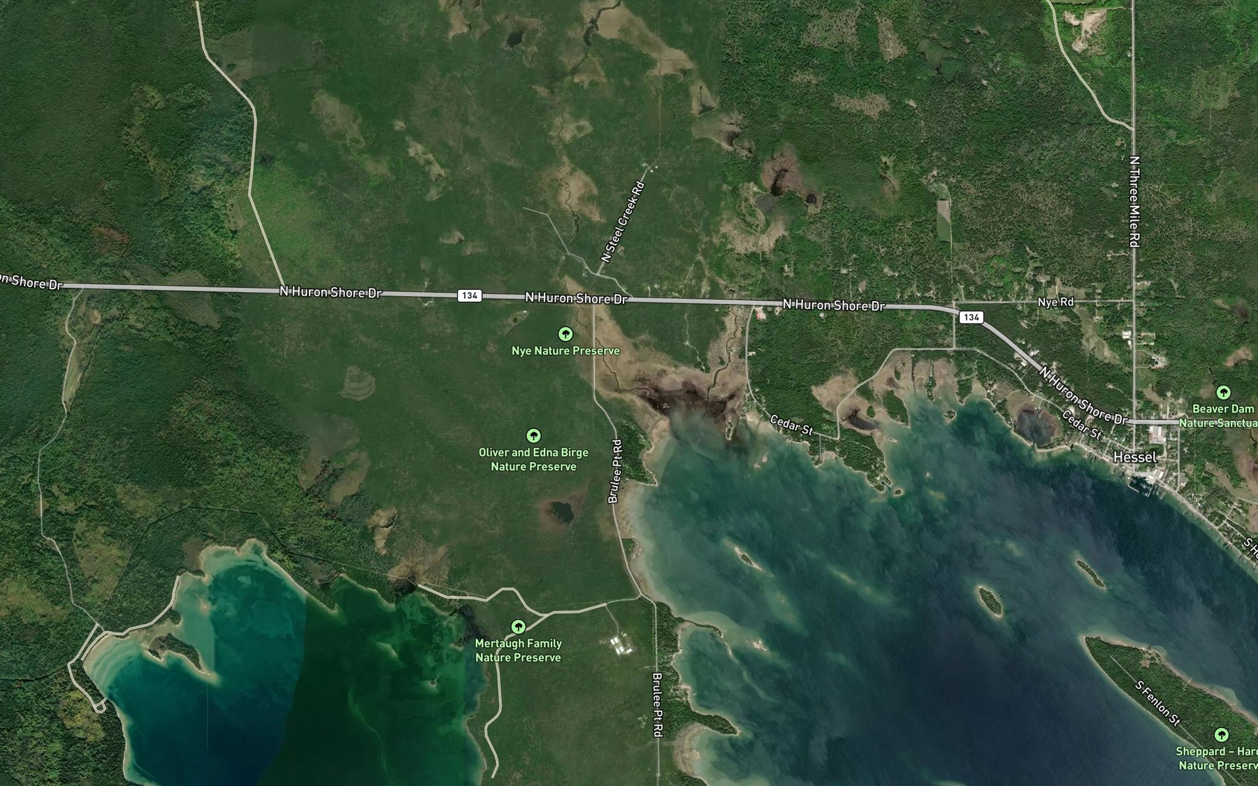 Satellite map of the Steele Creek