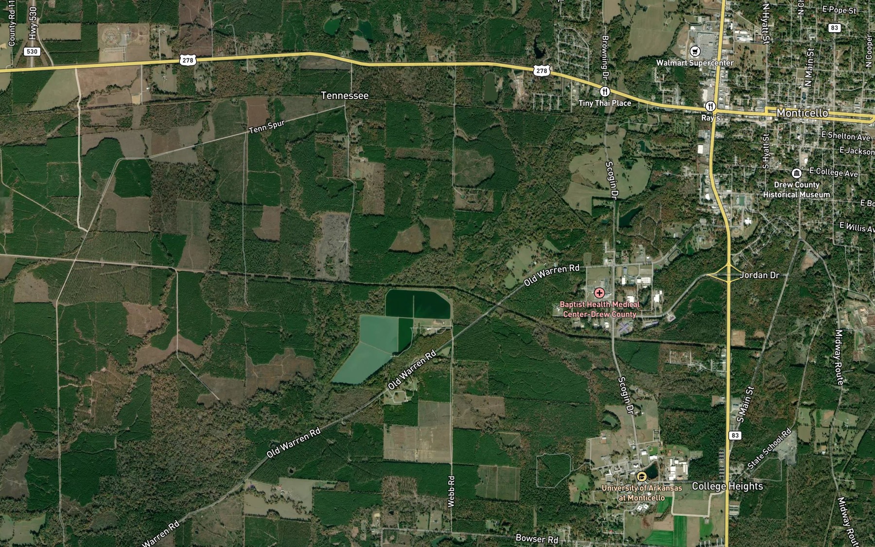 Satellite map of the Wood Creek
