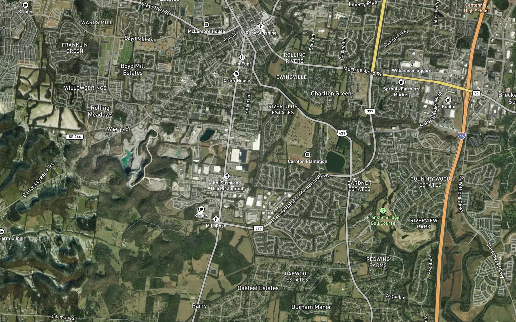 Satellite map of the Swanson Branch