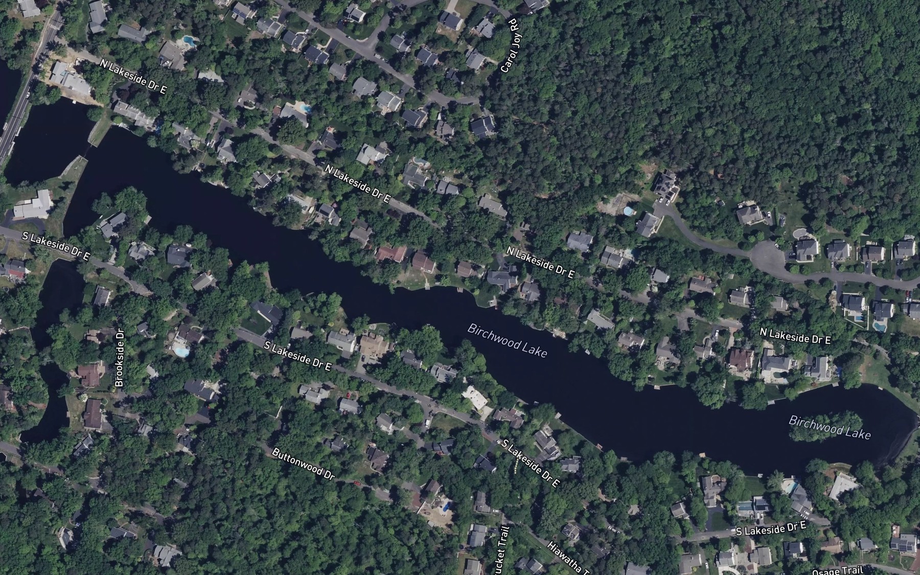 Satellite map of the Birchwood Lake