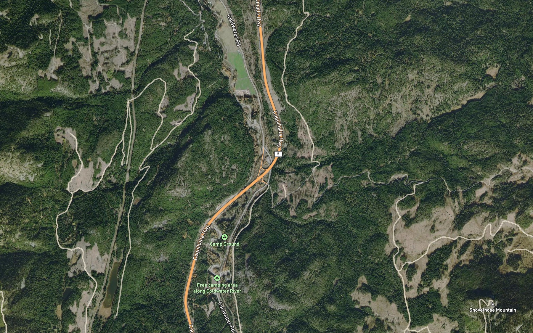 Satellite map of the Shouz Creek