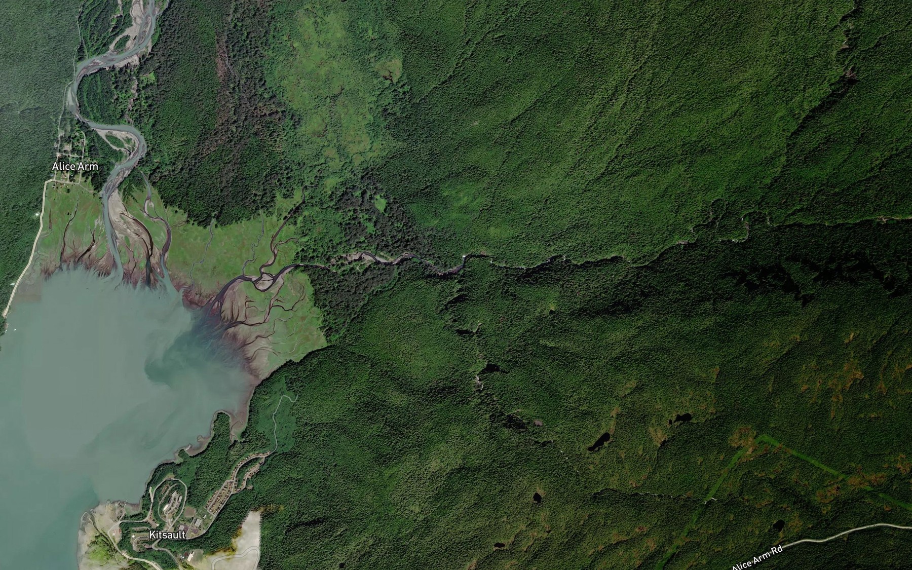 Satellite map of the Clary Creek