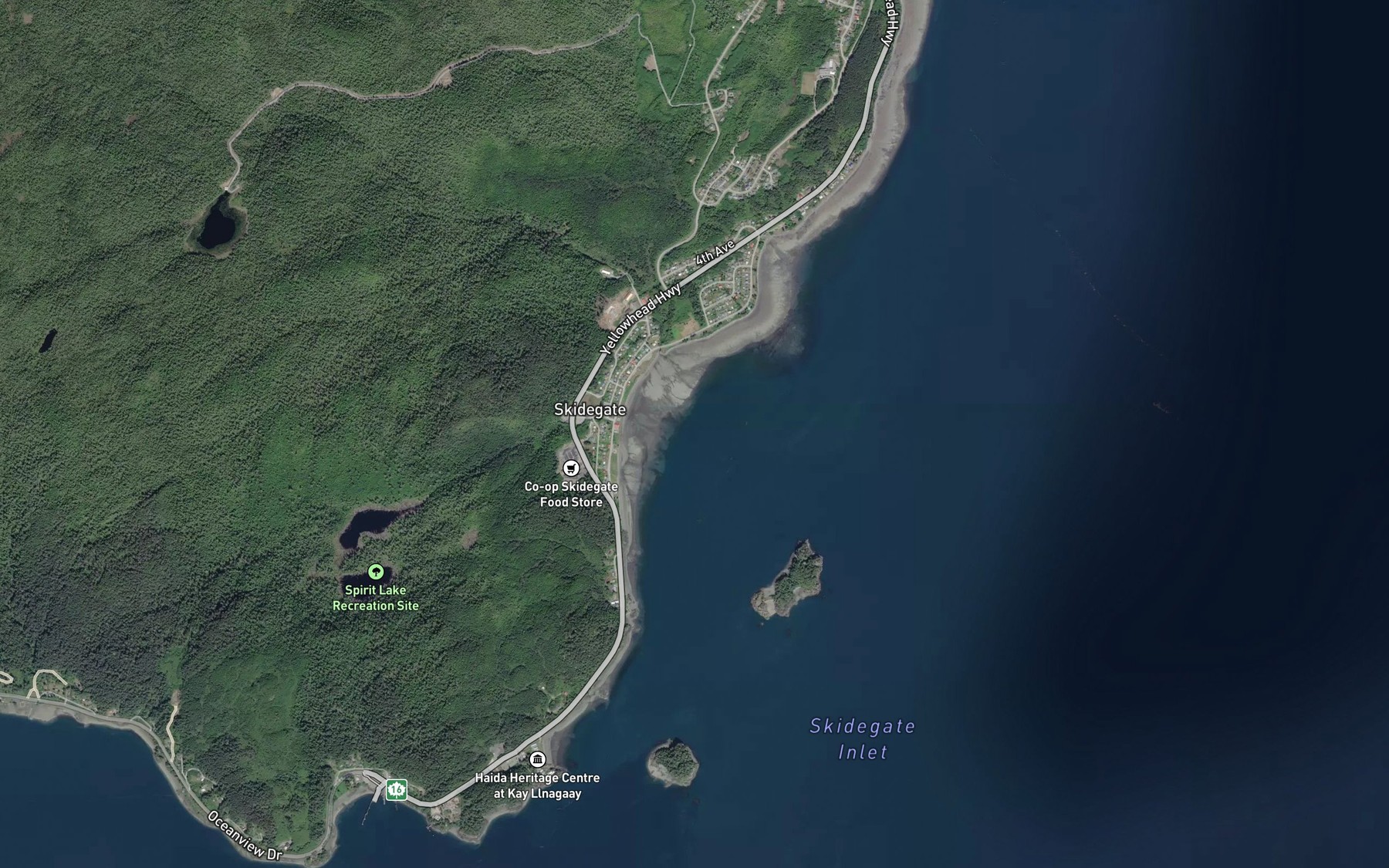 Satellite map of the Rooney Bay