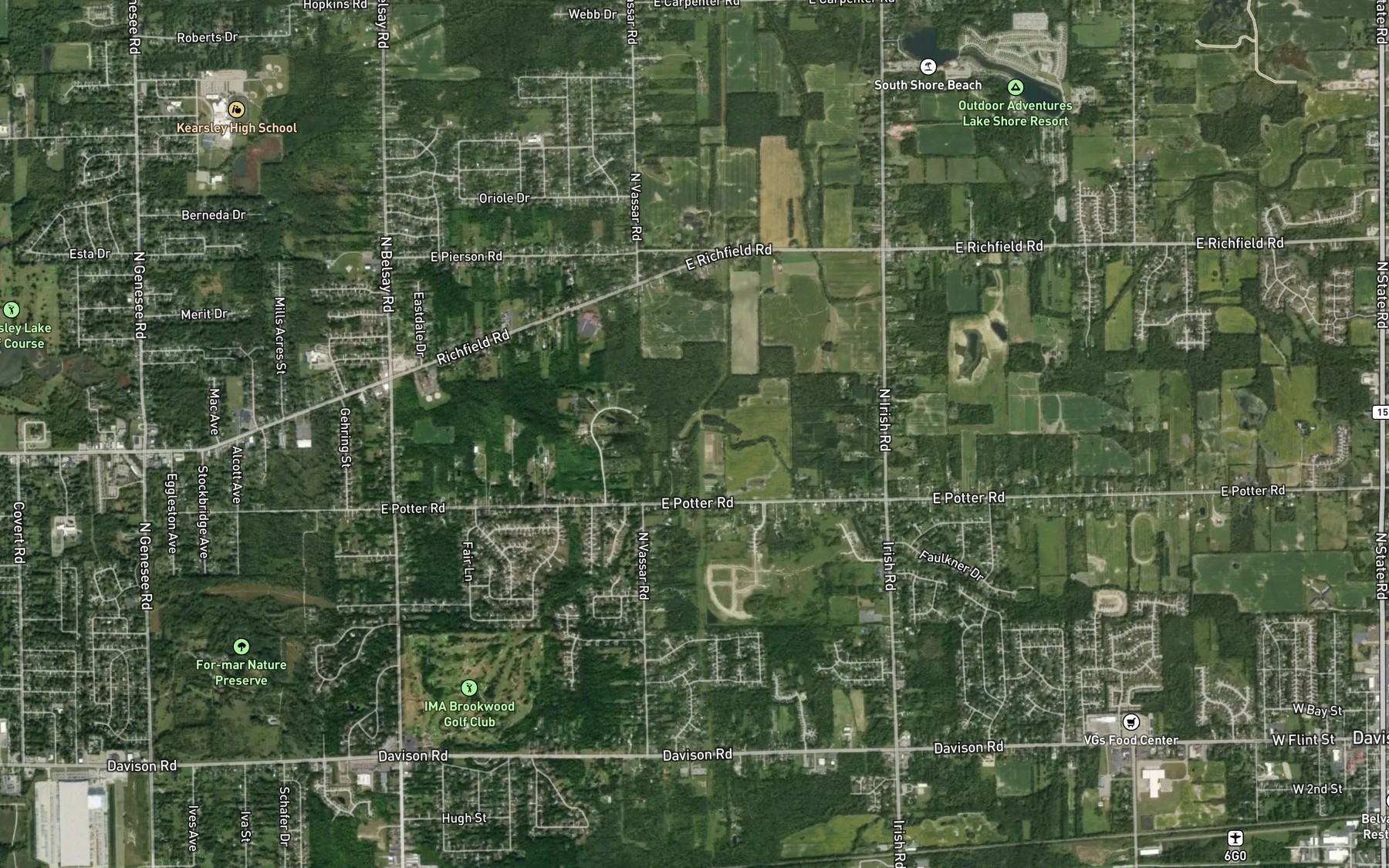 Satellite map of the Brier Drain