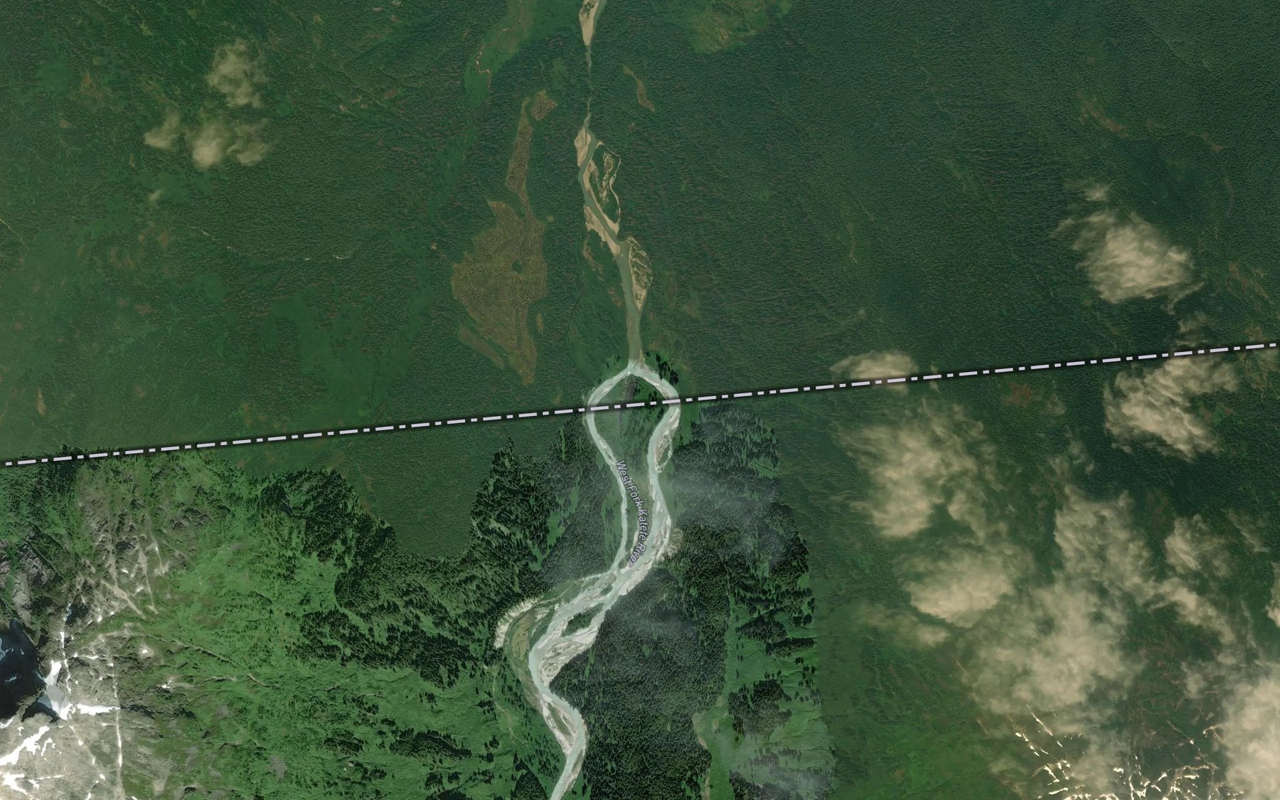 Satellite map of the West Fork Katete River