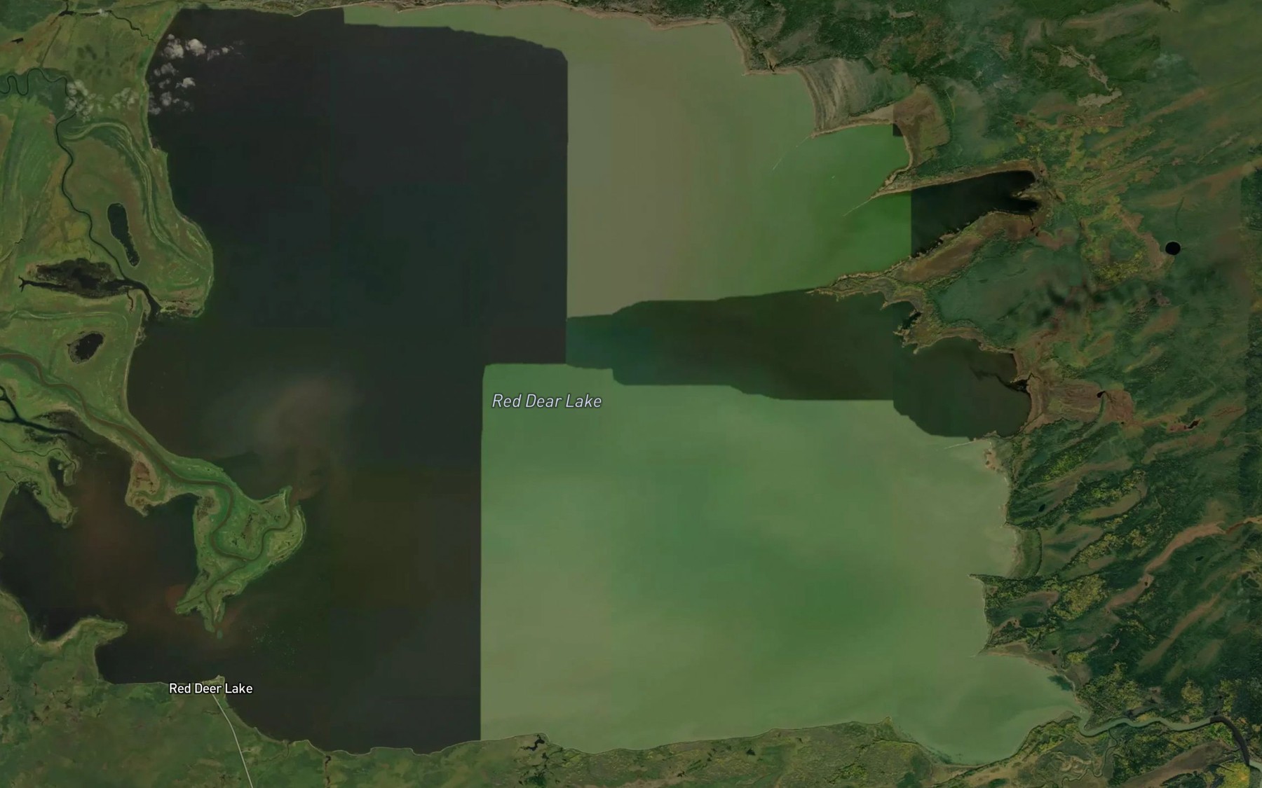 Satellite map of the Red Deer Lake