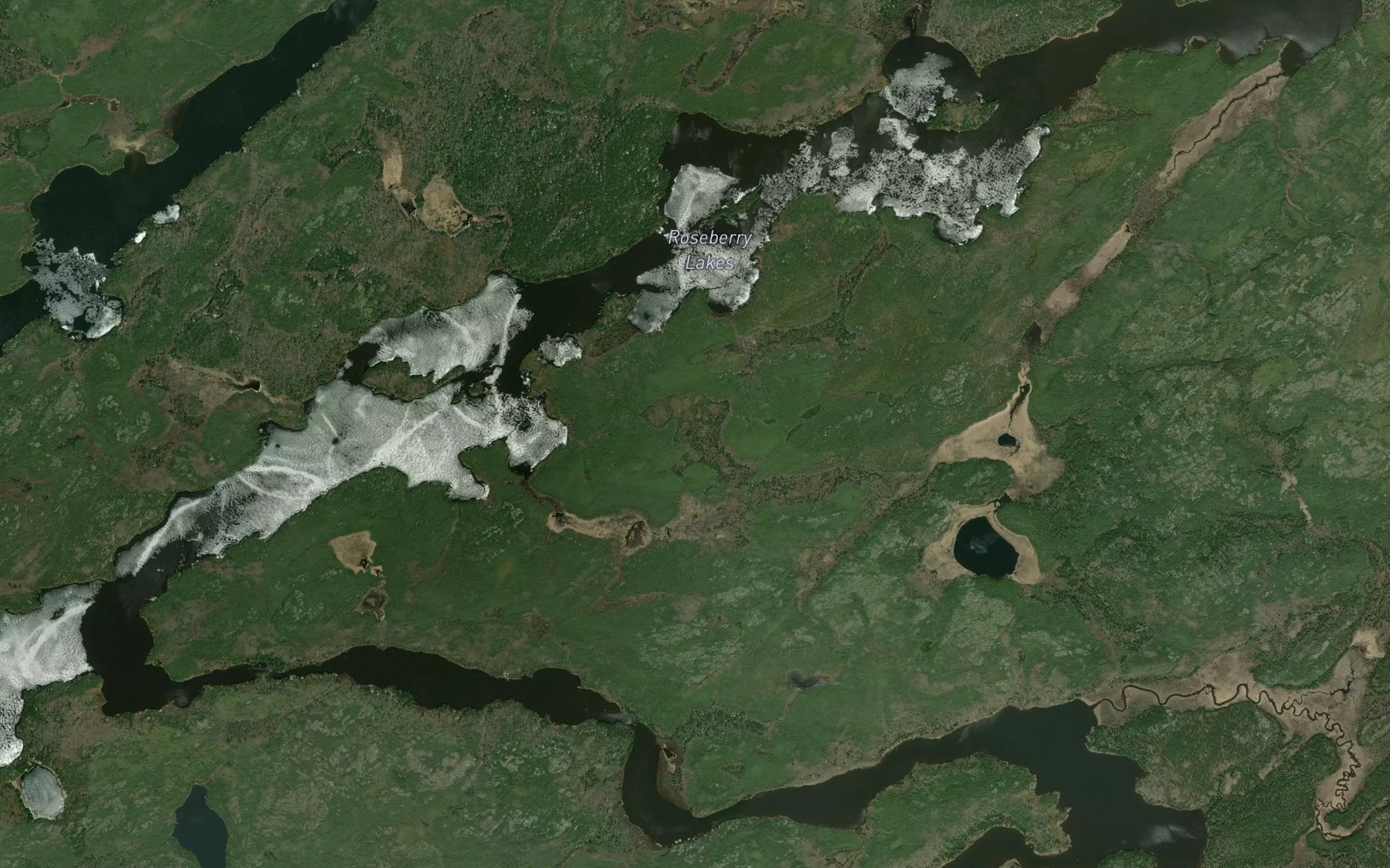 Satellite map of the Roseberry Lakes