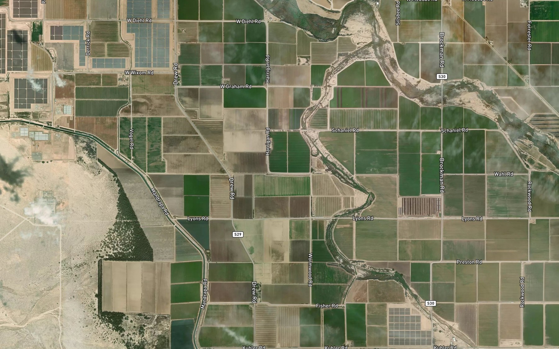 Satellite map of the Martin Drain