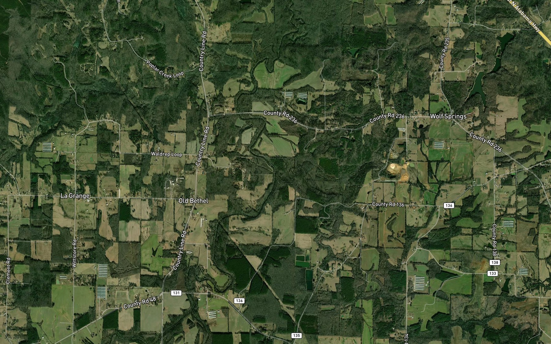 Satellite map of the Masterson Creek