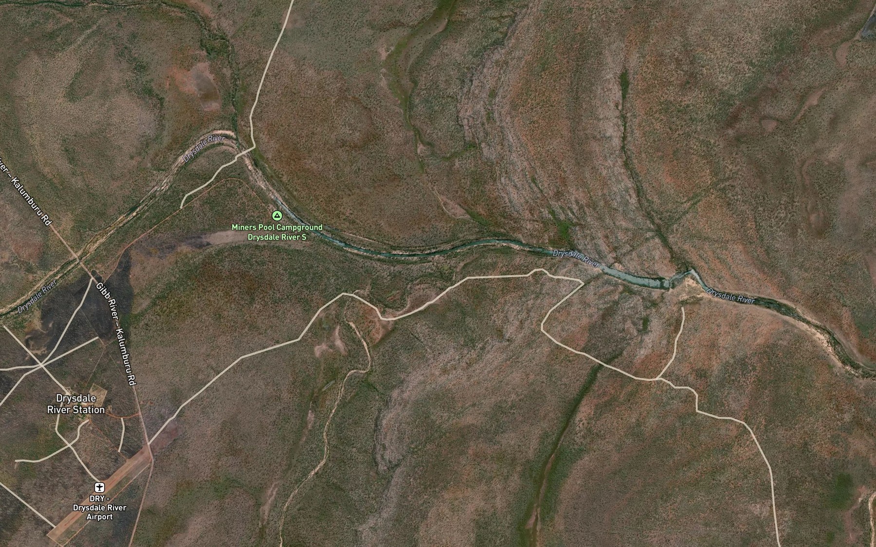 Satellite map of the Donkey Creek