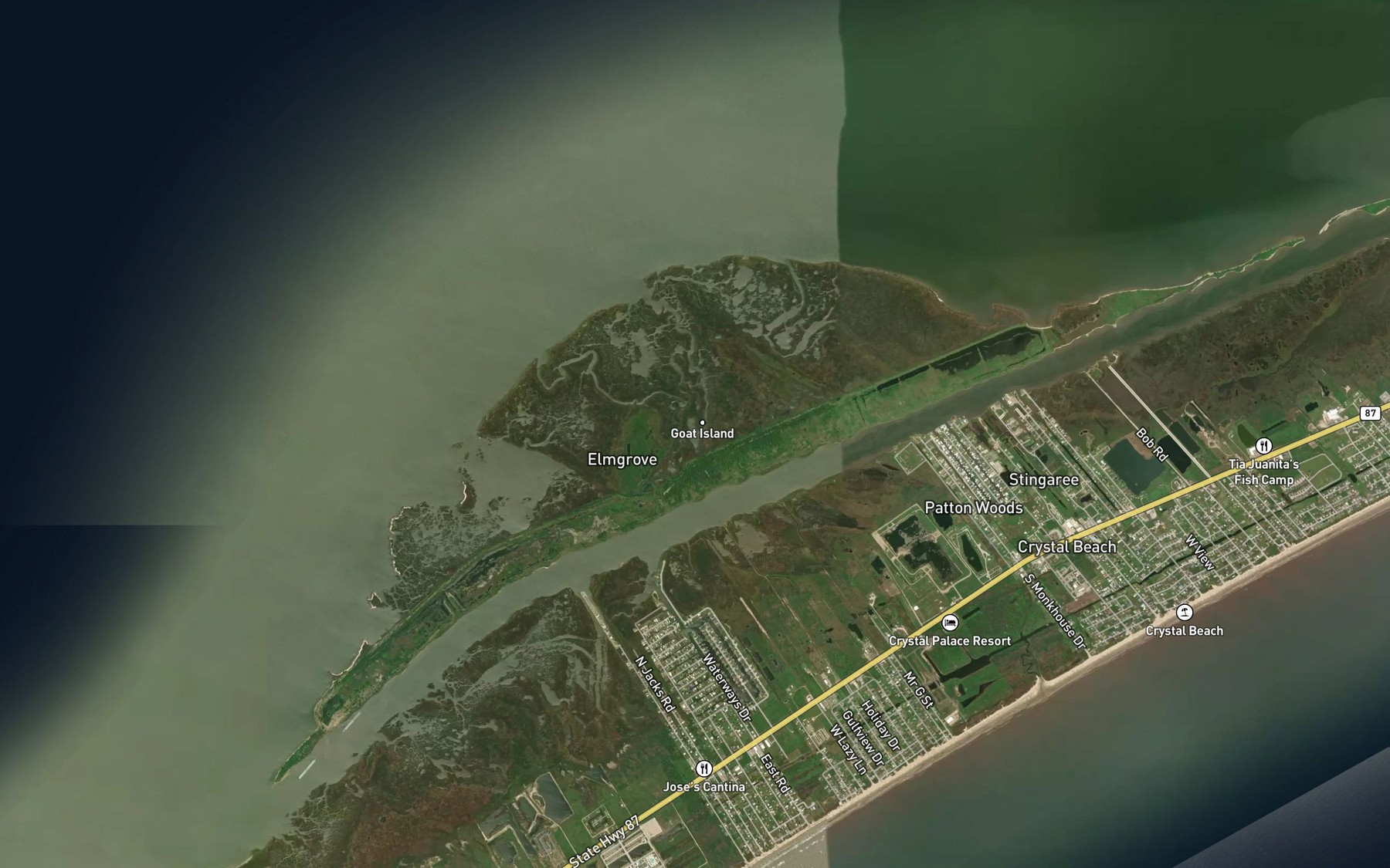 Satellite map of the Elmgrove Lake
