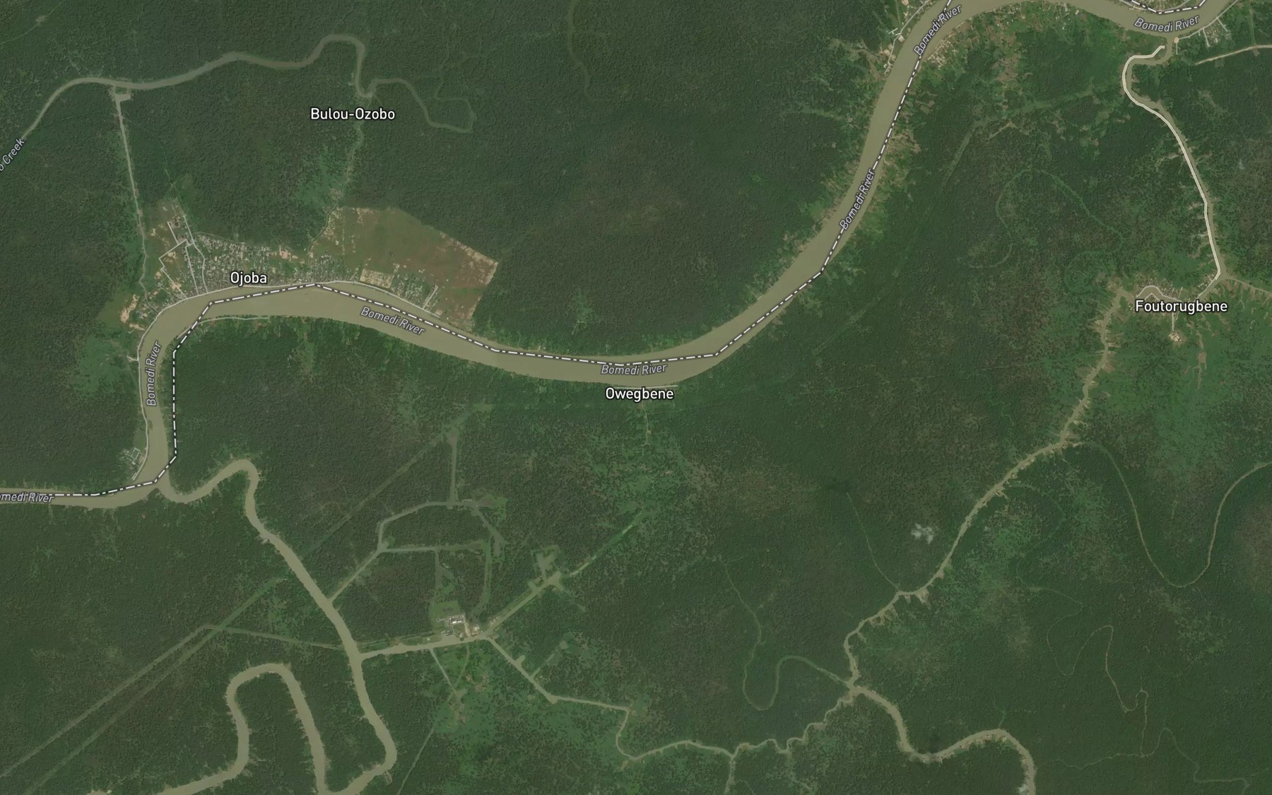 Satellite map of the Owegbene Creek