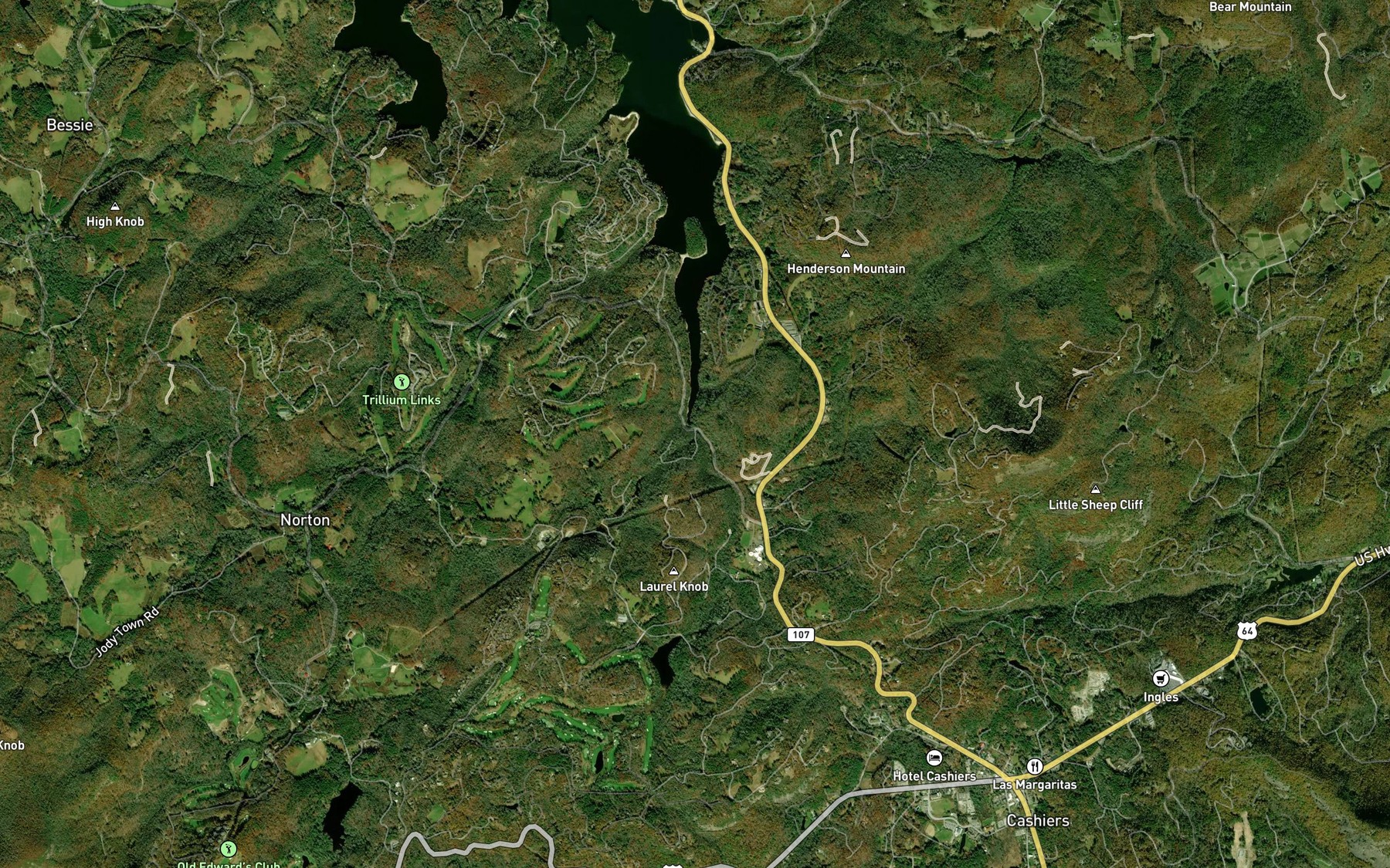 Satellite map of the Laurel Branch