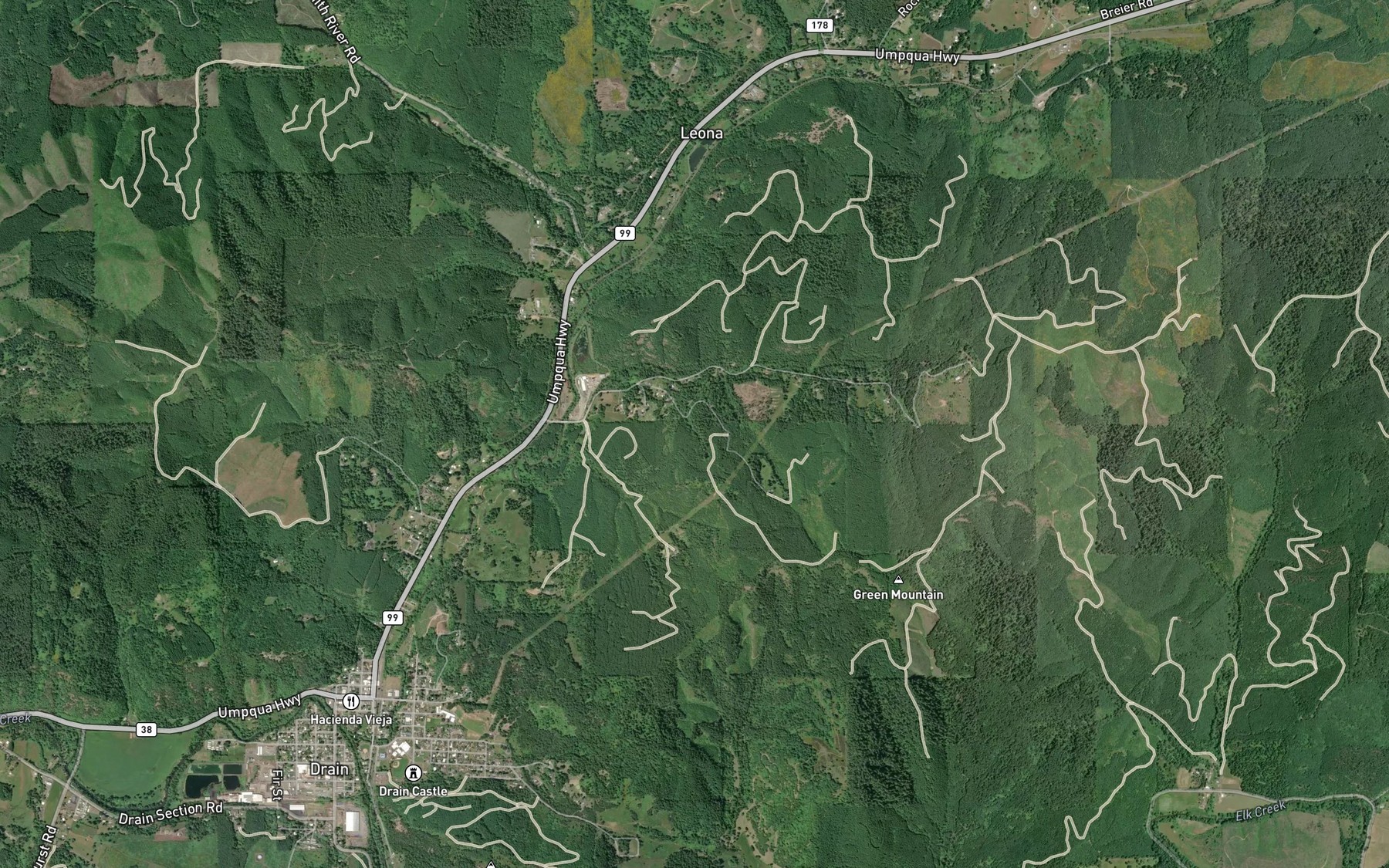 Satellite map of the Reels Springs