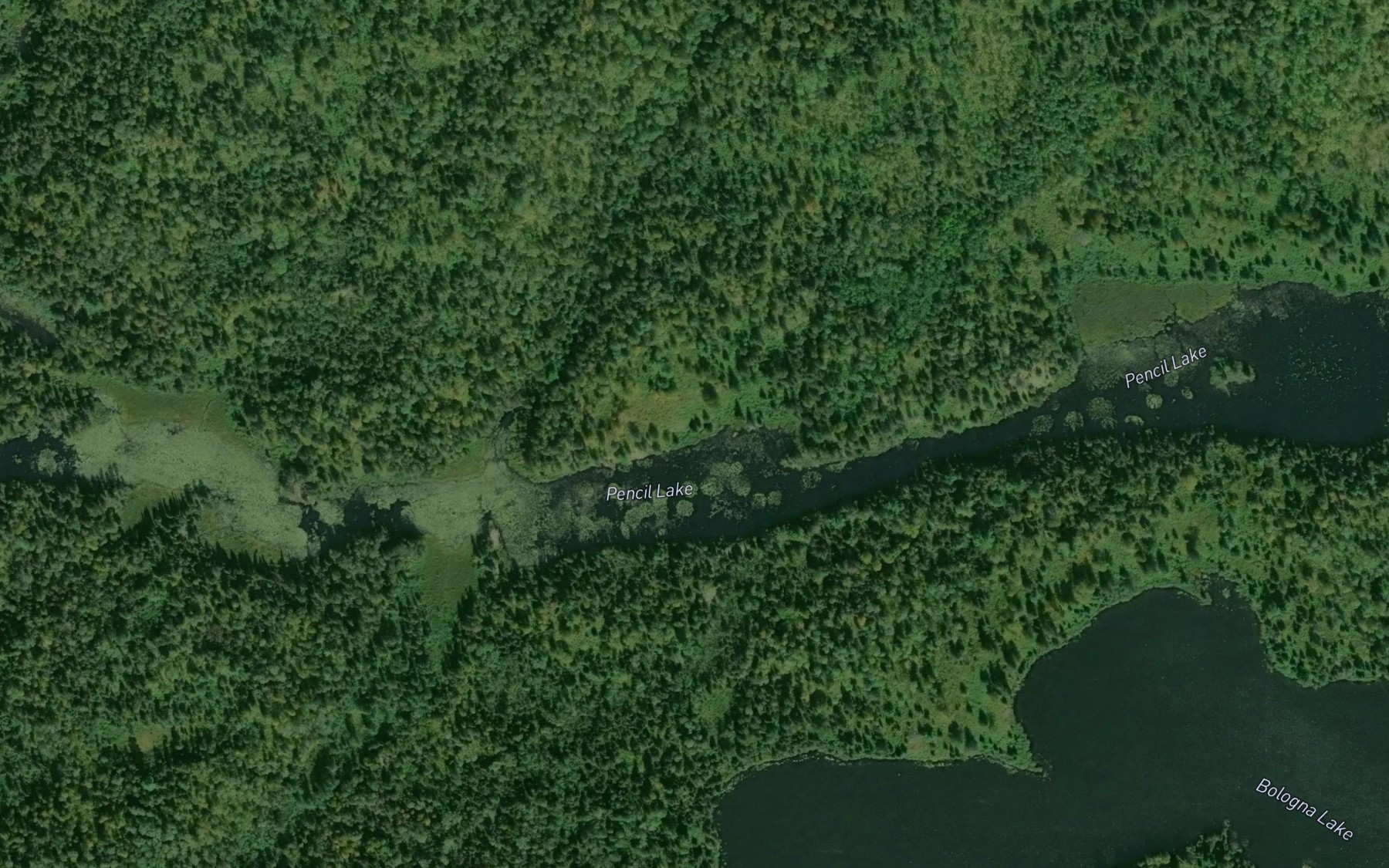 Satellite map of the Pencil Lake