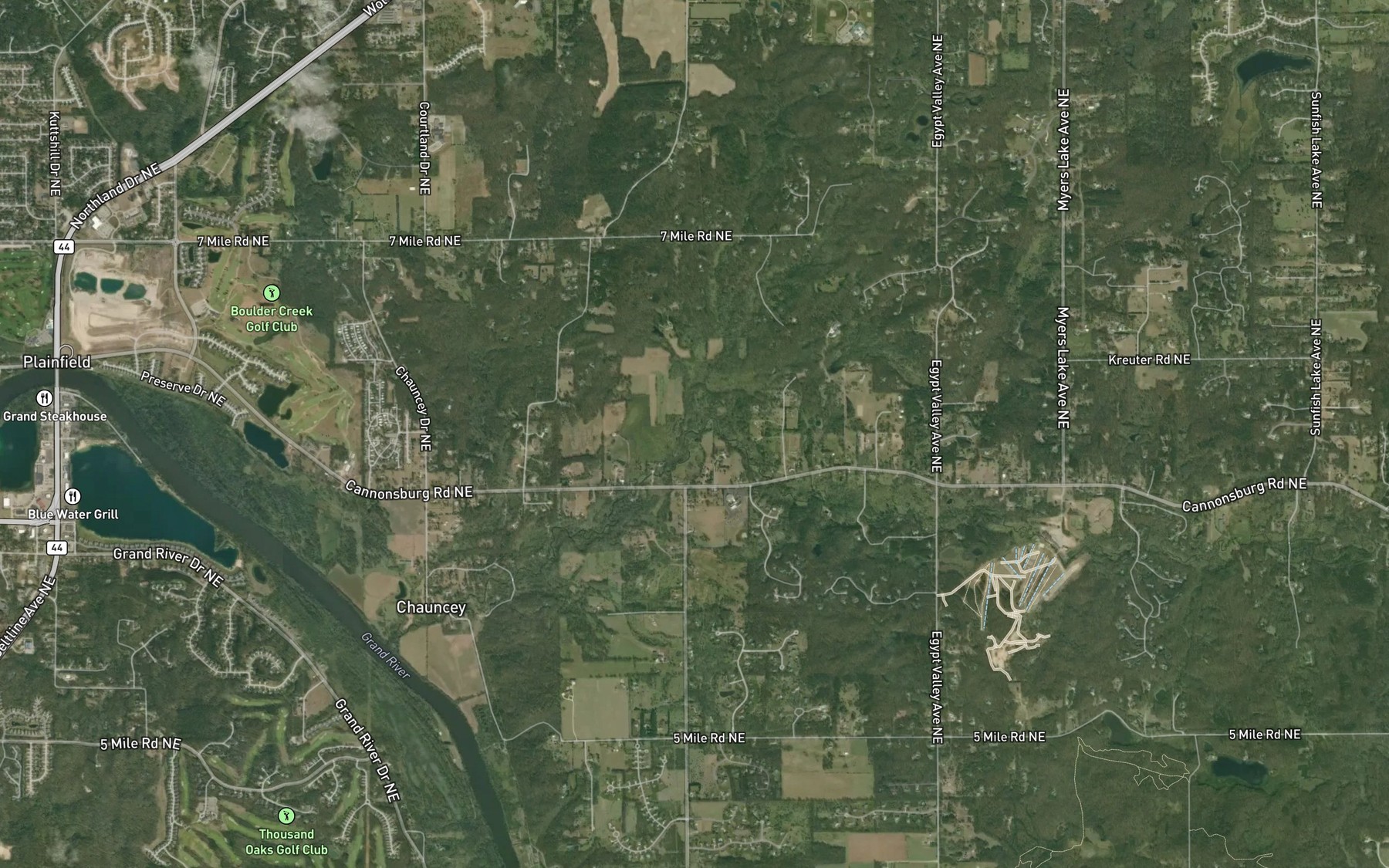 Satellite map of the Stout Creek