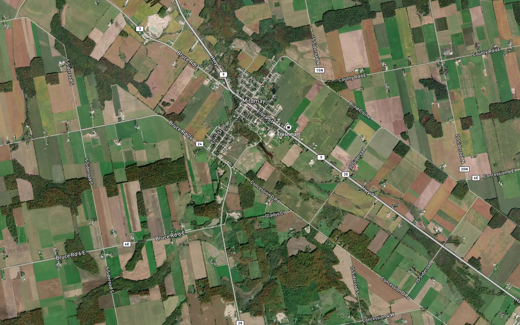 Satellite map of the Witter's Pond