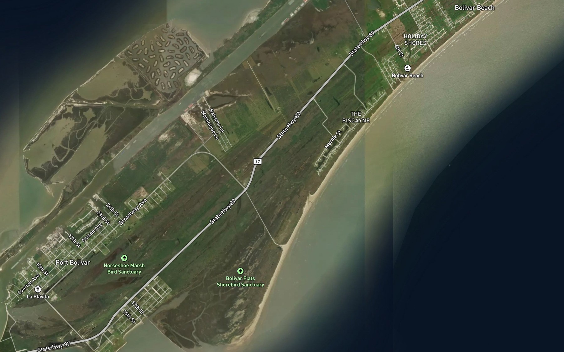 Satellite map of the Beacon Bayou