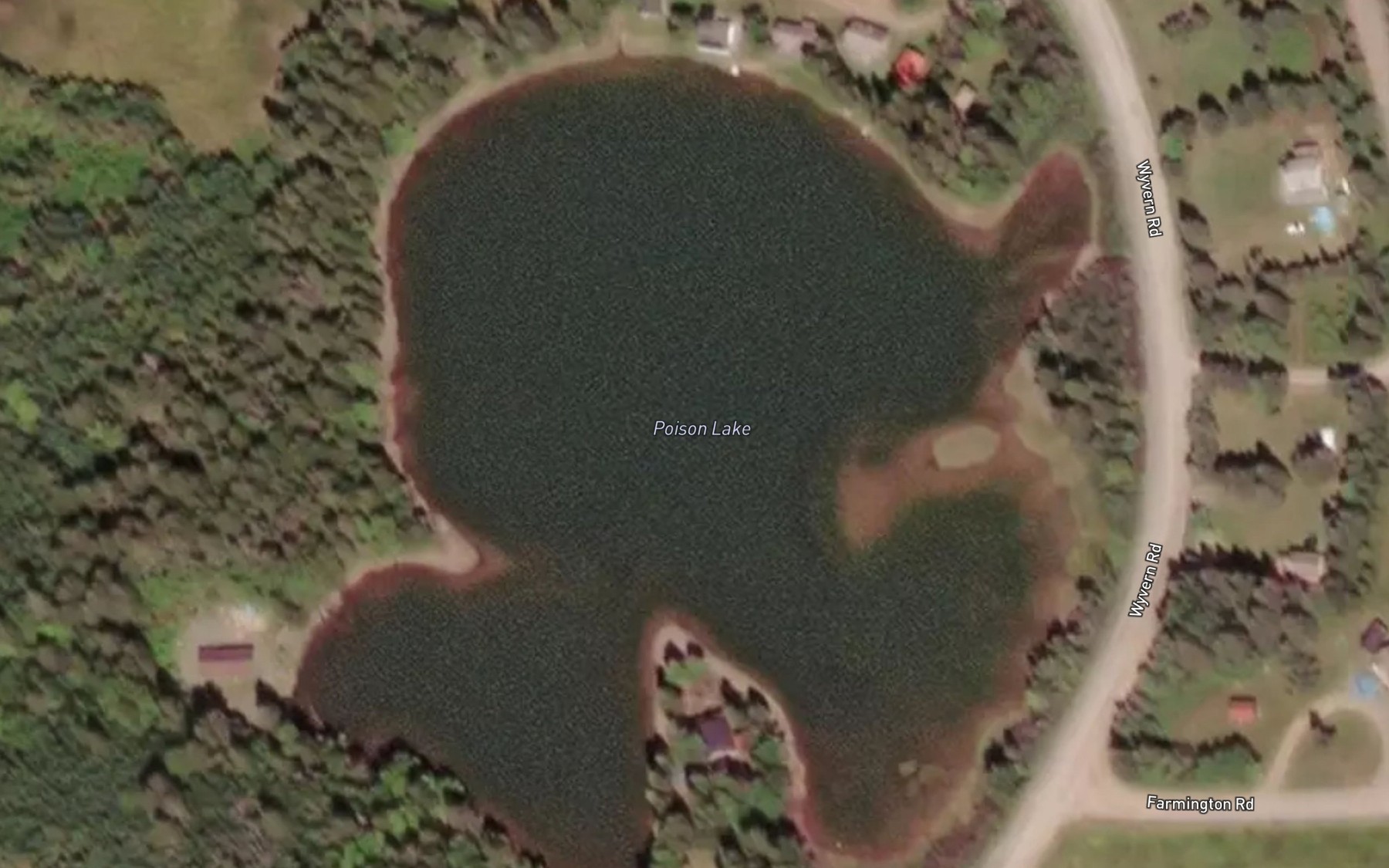 Satellite map of the Poison Lake