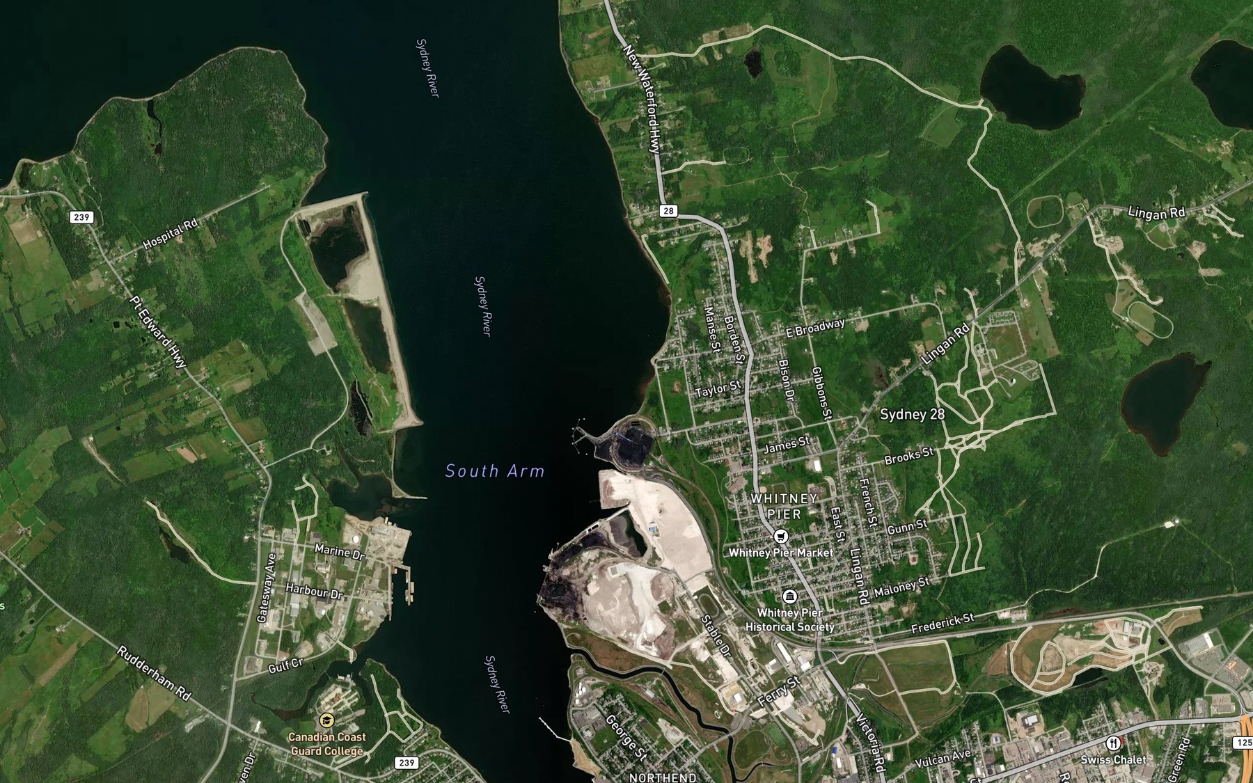 Satellite map of the South Arm