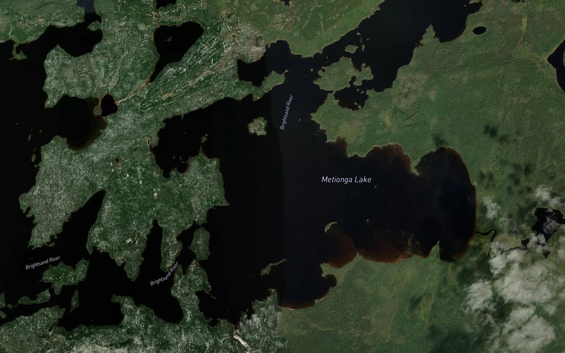 Satellite map of the Brightsand Lake