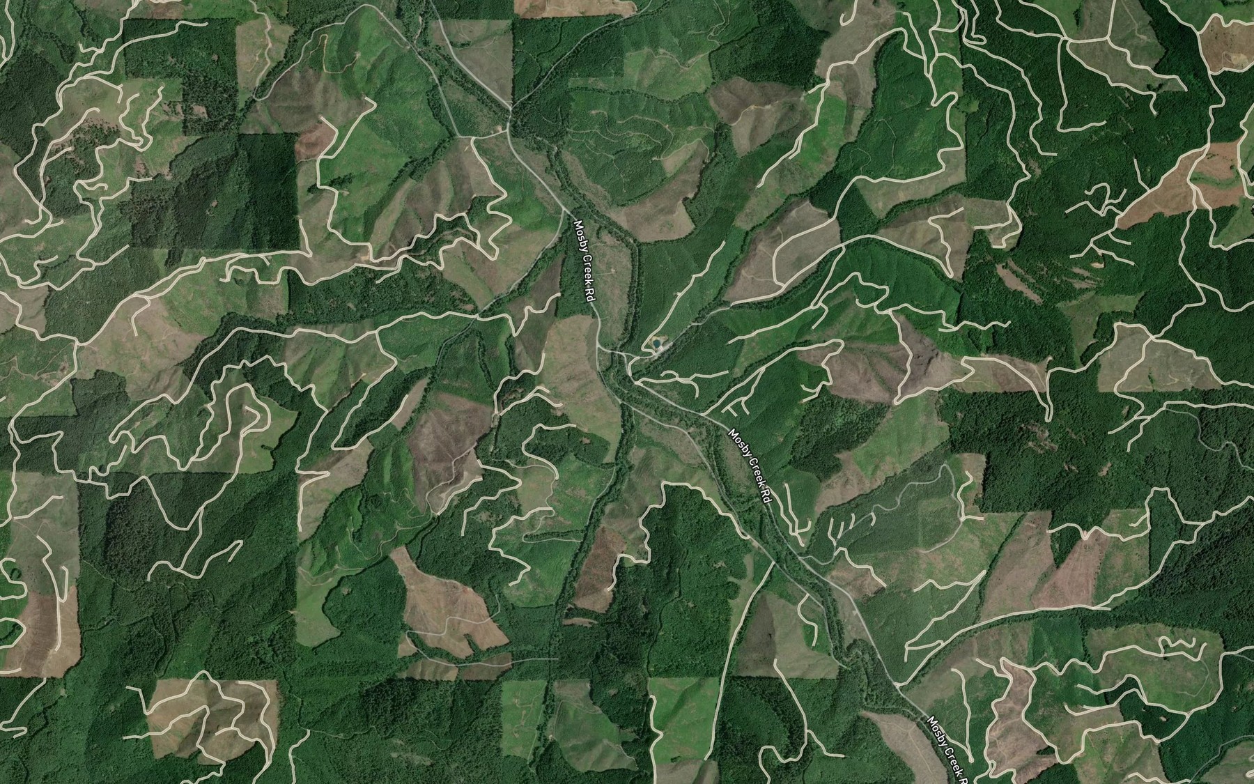 Satellite map of the Bark Shanty Creek