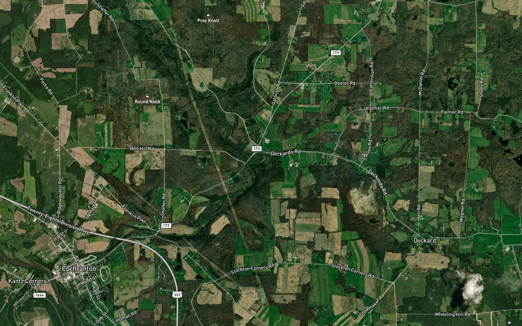 Satellite map of the Deckard Run