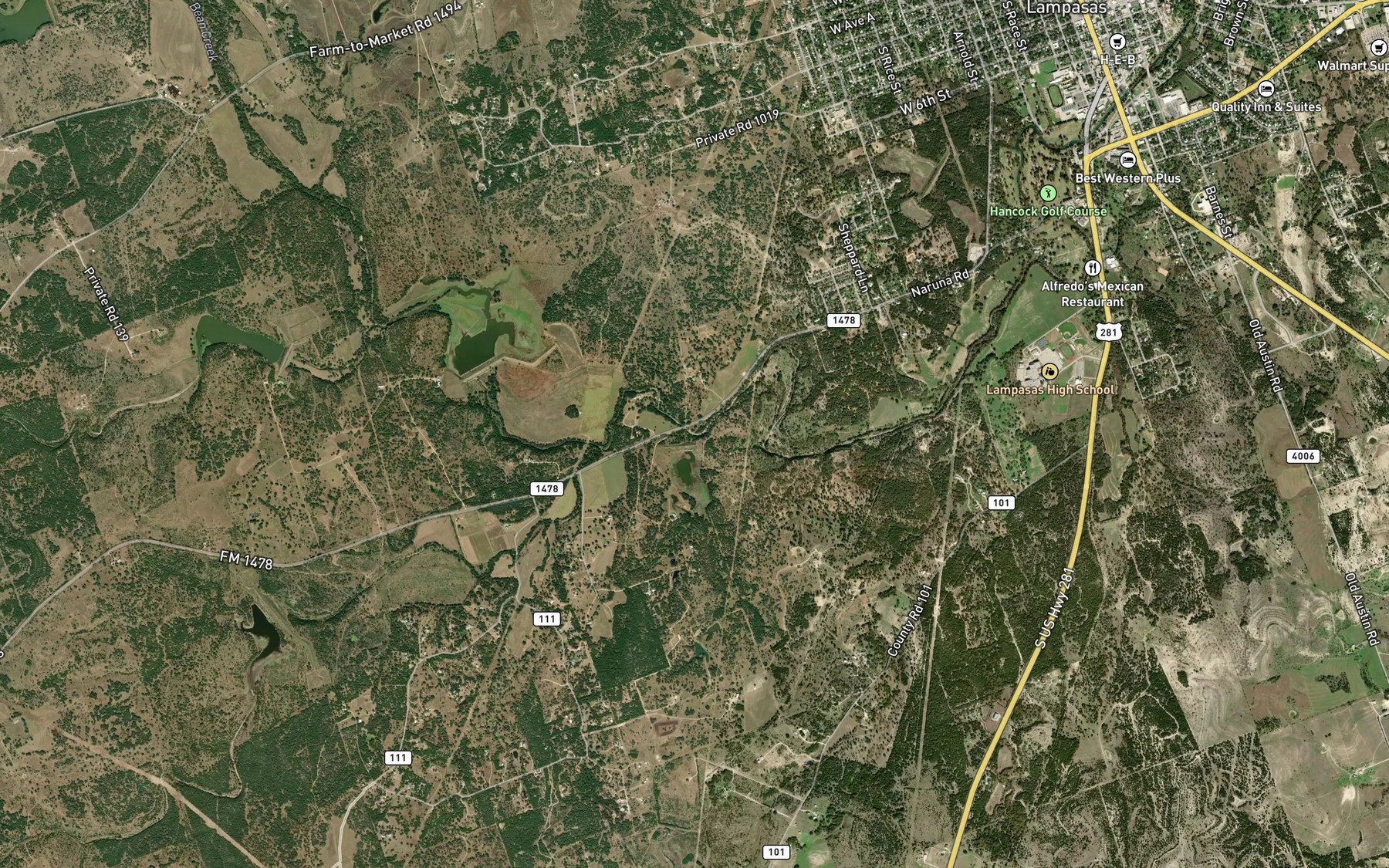 Satellite map of the McNett Creek