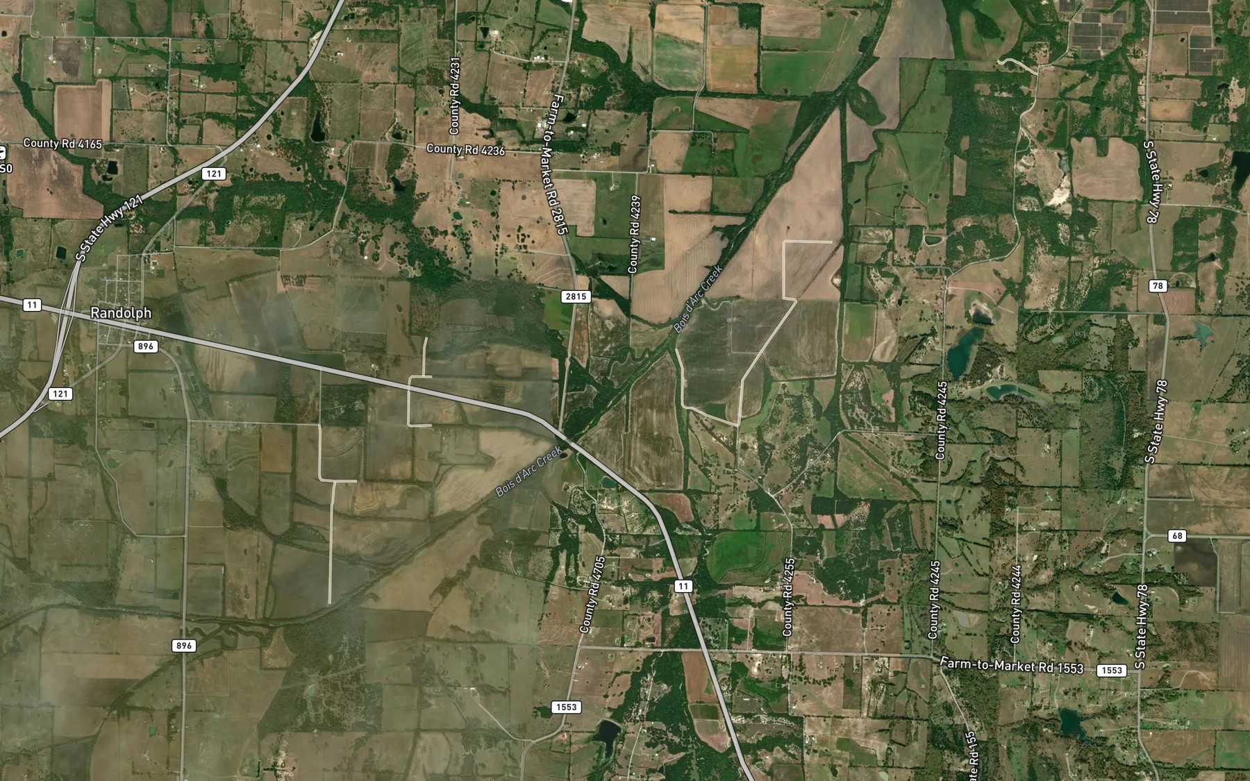 Satellite map of the Dyers Branch