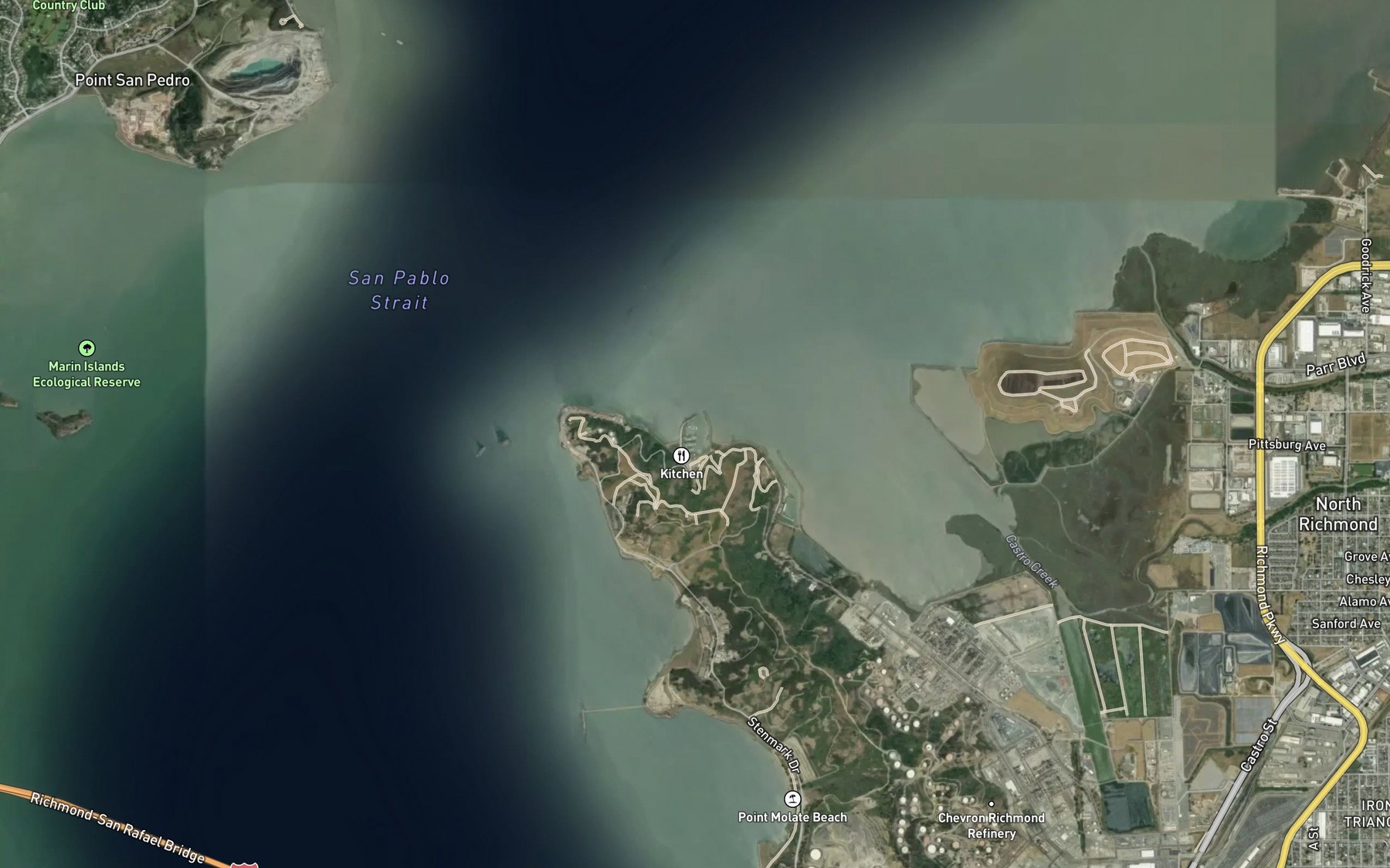 Satellite map of the Point San Pablo Yacht Harbor