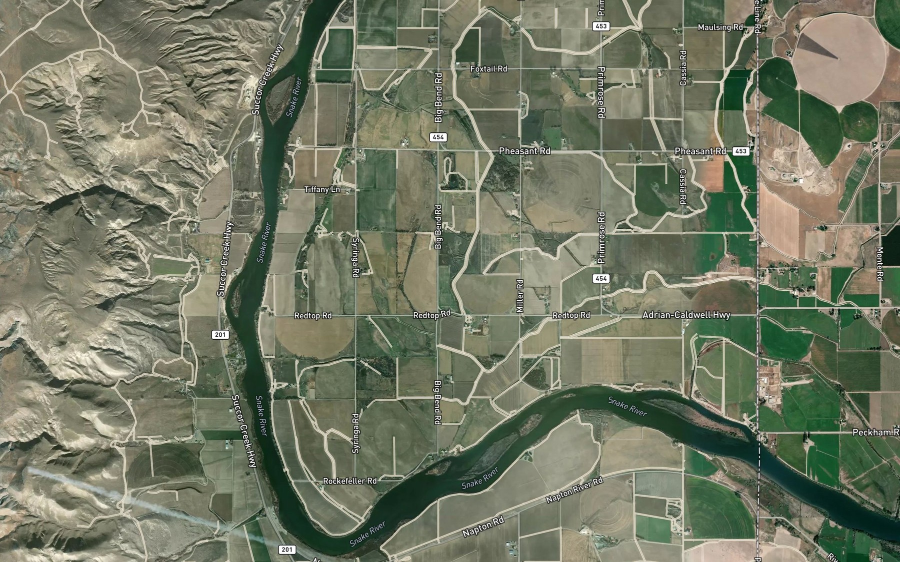 Satellite map of the Stradley Drain