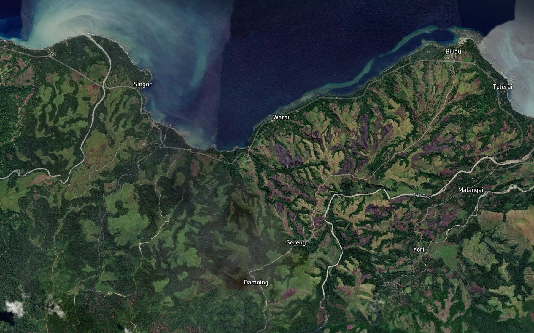 Satellite map of the Seng River